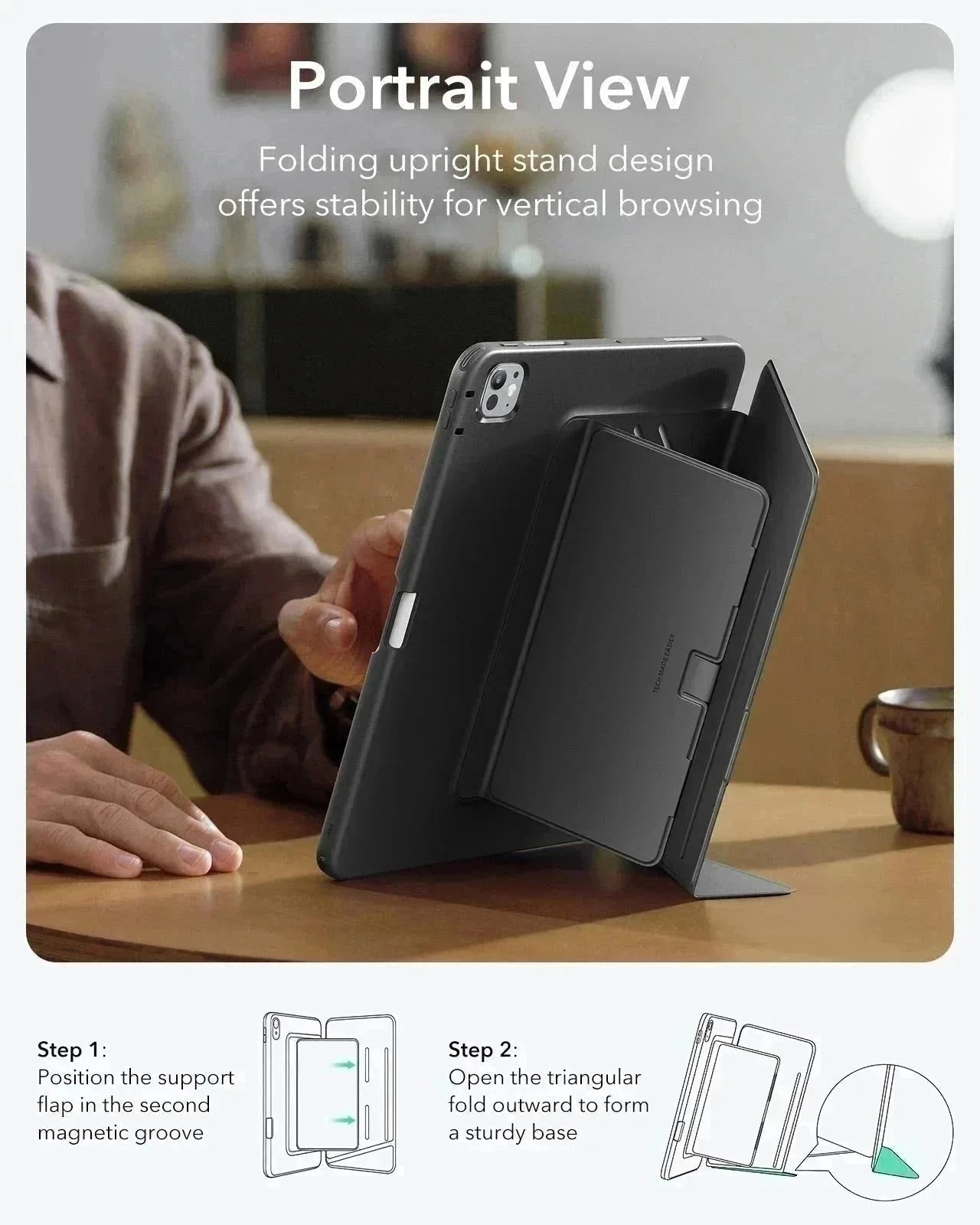iPad Pro 13" (2025) Flip Magnetic Case with Pencil Holder - Black - Image 5
