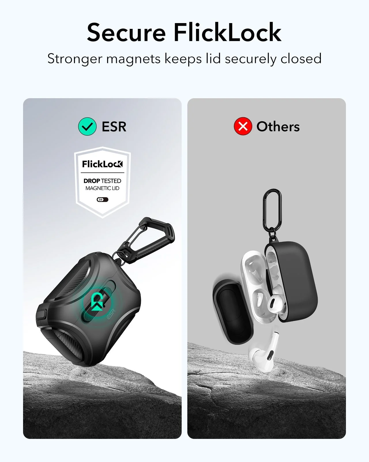 AirPods Pro (2023/2022/2019) Cyber FlickLock Case (HaloLock) - Midnight Black - Image 3