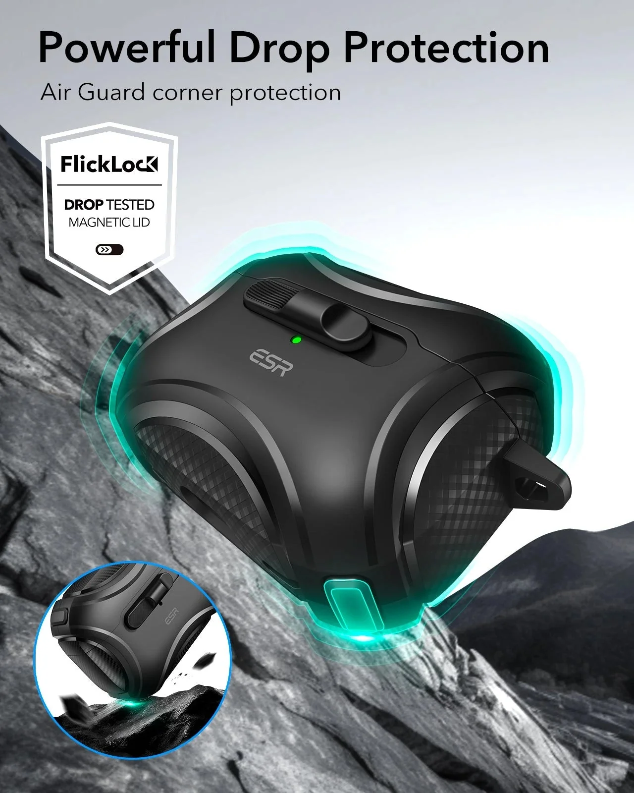 AirPods Pro (2023/2022/2019) Cyber FlickLock Case (HaloLock) - Forest Green - Image 6