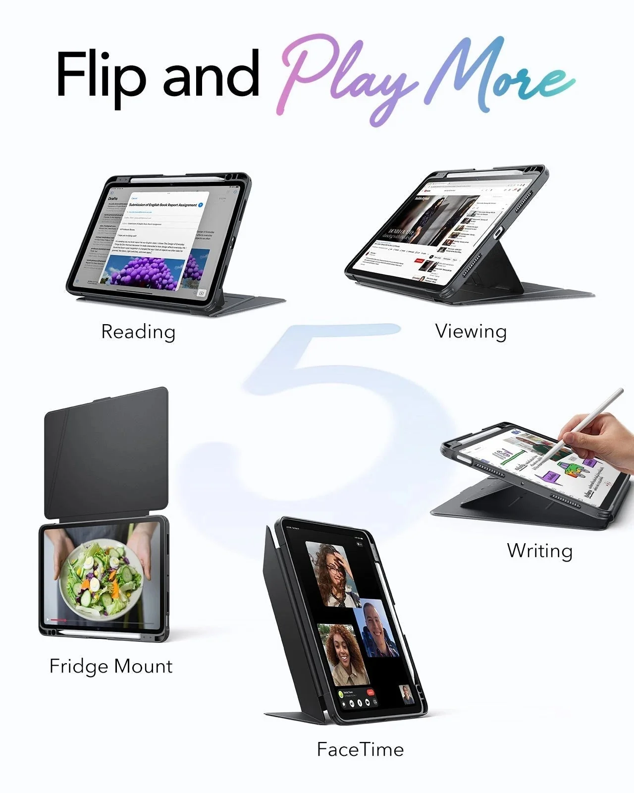 iPad Air 11" (M4) 2026 Bundle Flip Magnetic Case with Pencil Holder & Armorite® Paper-Feel Protection - Black - Image 3