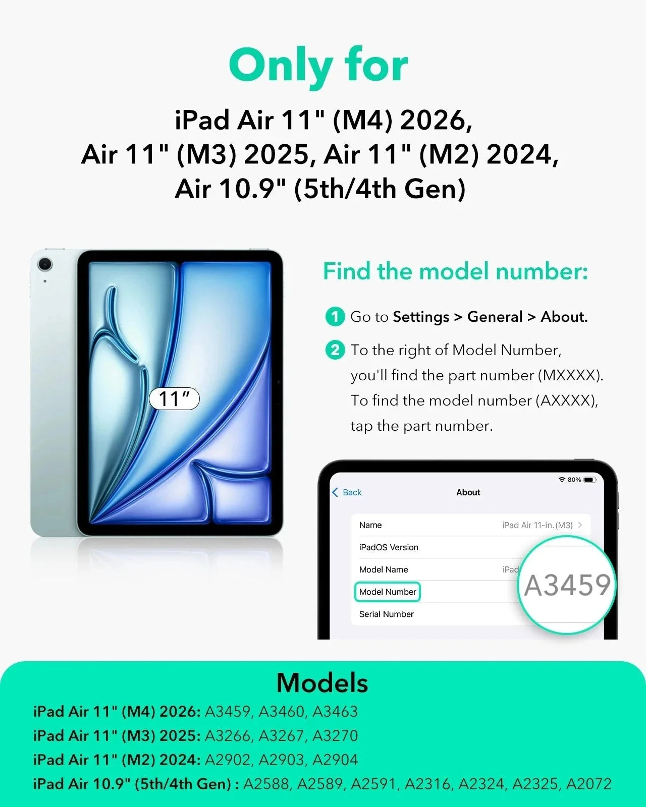 iPad Air 11" (M4) 2026 Flip Magnetic Case with Pencil Holder - Black - Image 2