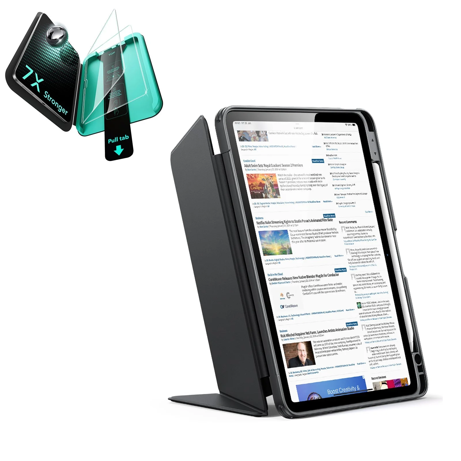 iPad Air 11" (M3) 2025 Bundle Flip Magnetic Case with Pencil Holder & Armorite® Protection - Black