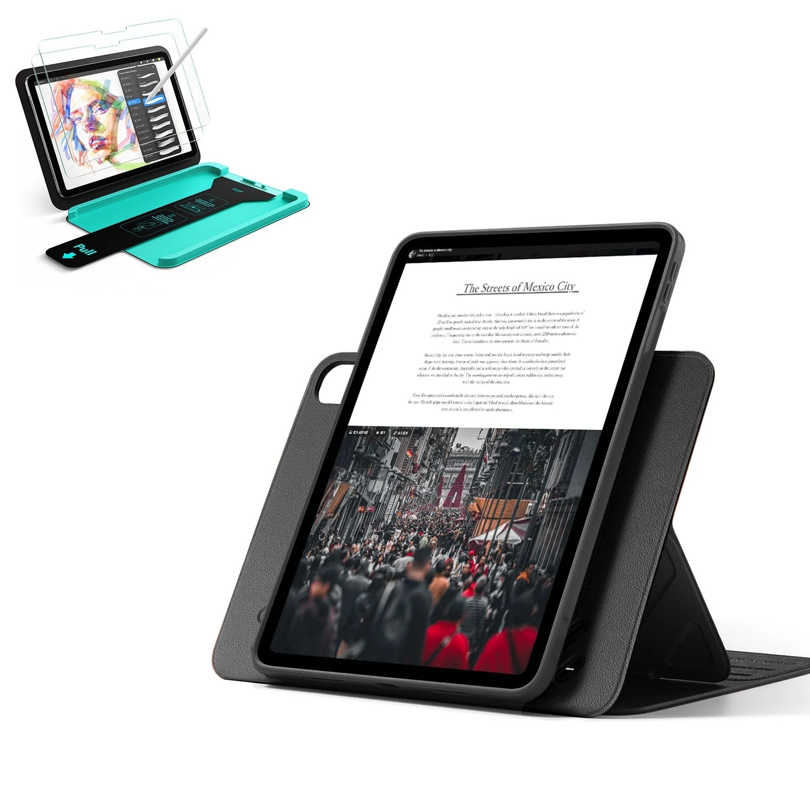 iPad Air 11" (M3) 2025 Bundle Shift Magnetic Case & Armorite® Paper-Feel Protection - Black