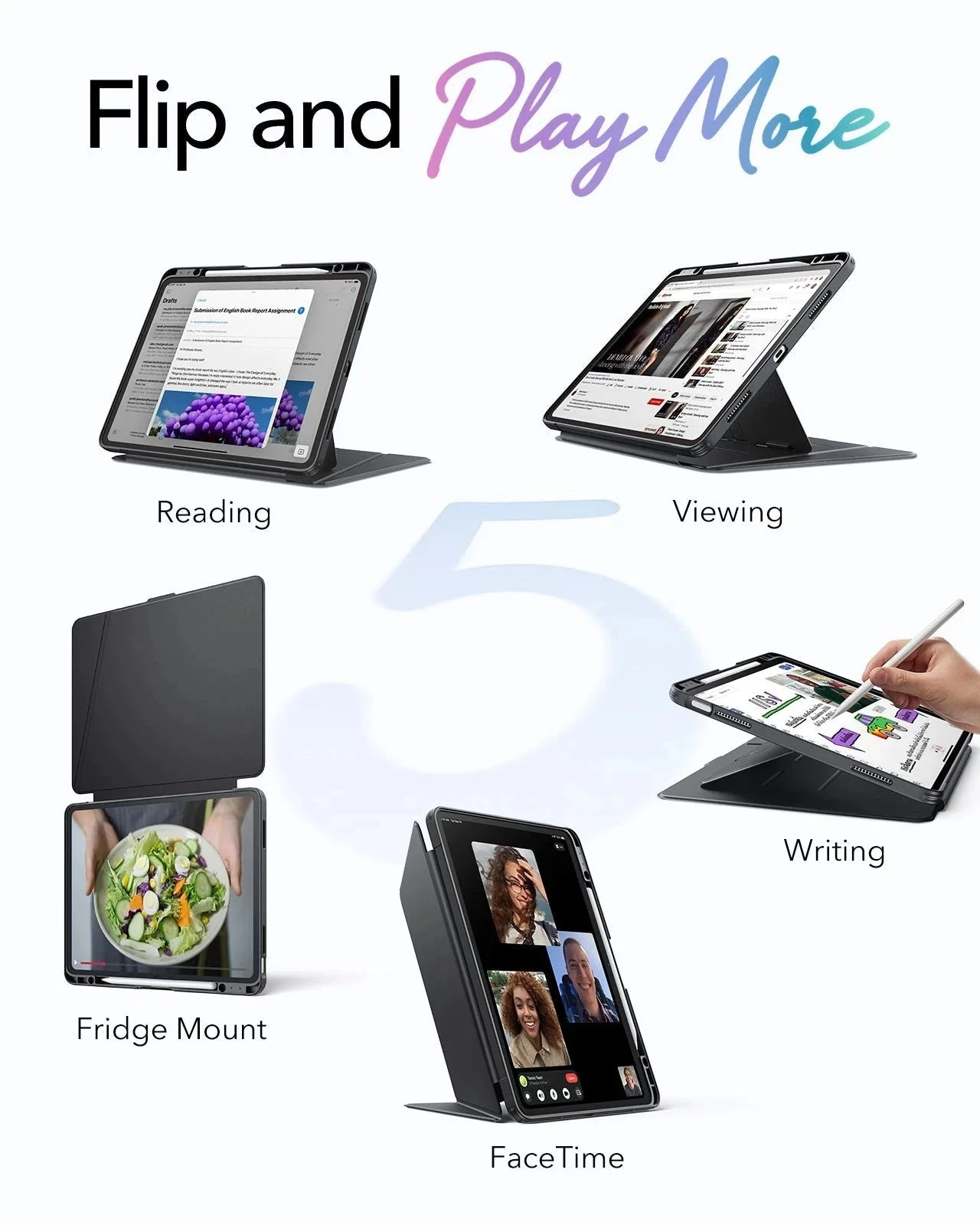 iPad Air 13" (M4) 2026 Flip Magnetic Case with Pencil Holder - Black - Image 3