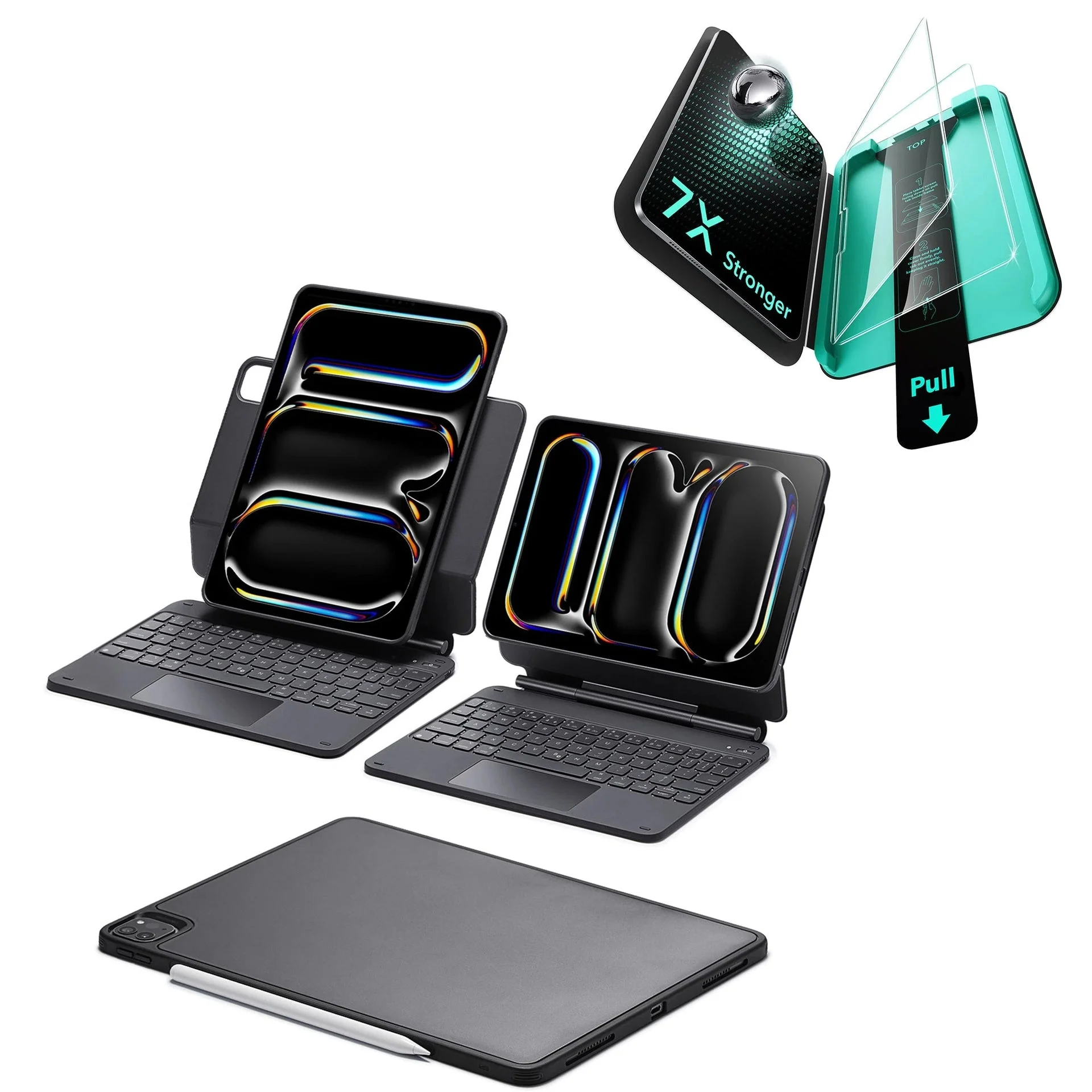 iPad Pro 11ʺ (2025) Bundle Rebound Magnetic Keyboard Case 360 & Armorite Screen Protectors - UK Layout-Black