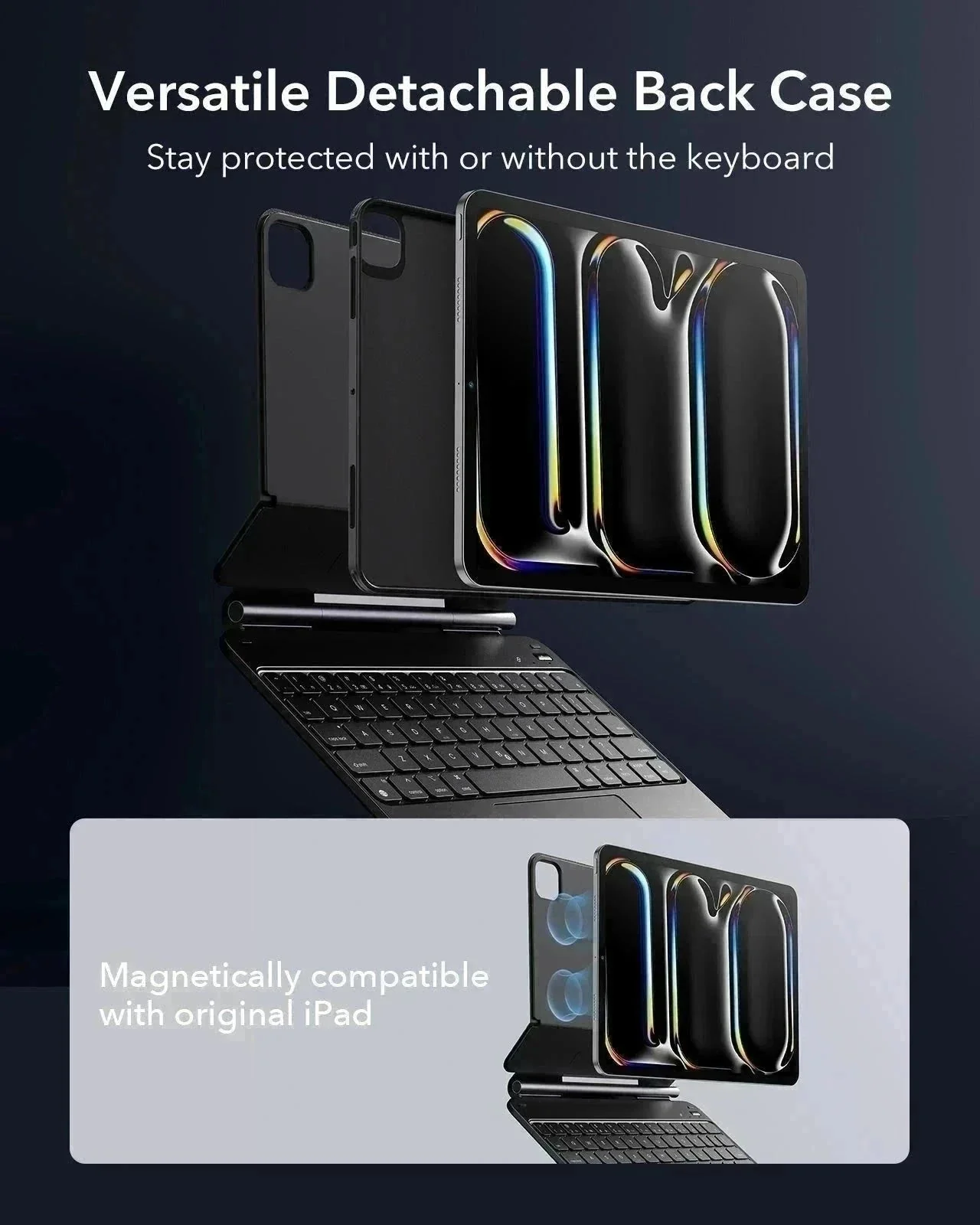 iPad Pro 13ʺ (2025) Bundle Rebound Magnetic Keyboard Case 360, Digital Pencil & Screen Protectors - UK Layout-Black - Image 7
