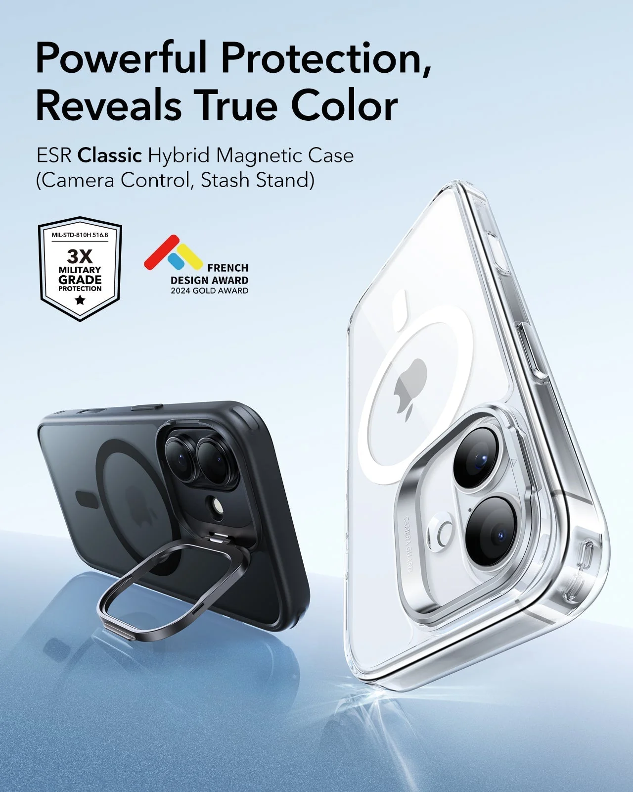 iPhone 17 Classic Hybrid Magnetic Case (Camera Control, Stash Stand) - Frosted Black - Image 2