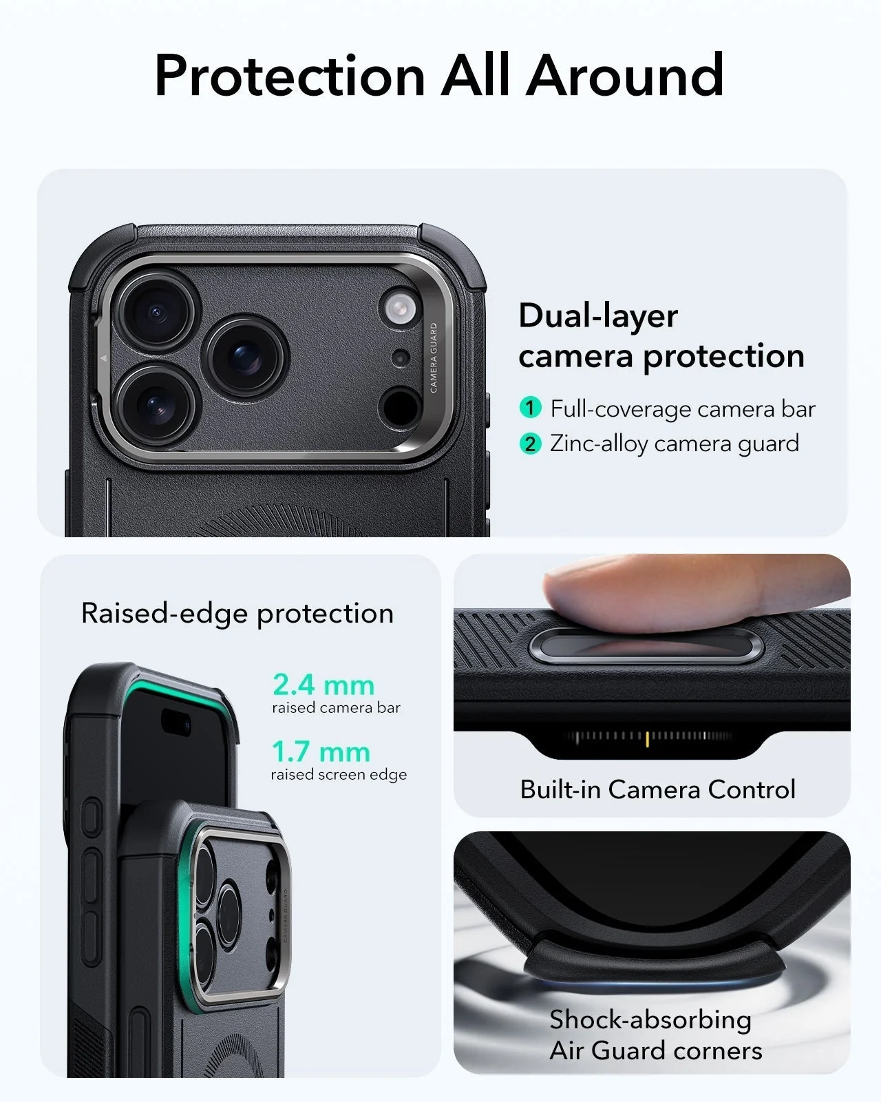 iPhone 17 Pro Max Cyber Tough Magnetic Case (Camera Control, Stash Stand) - Black - Image 3