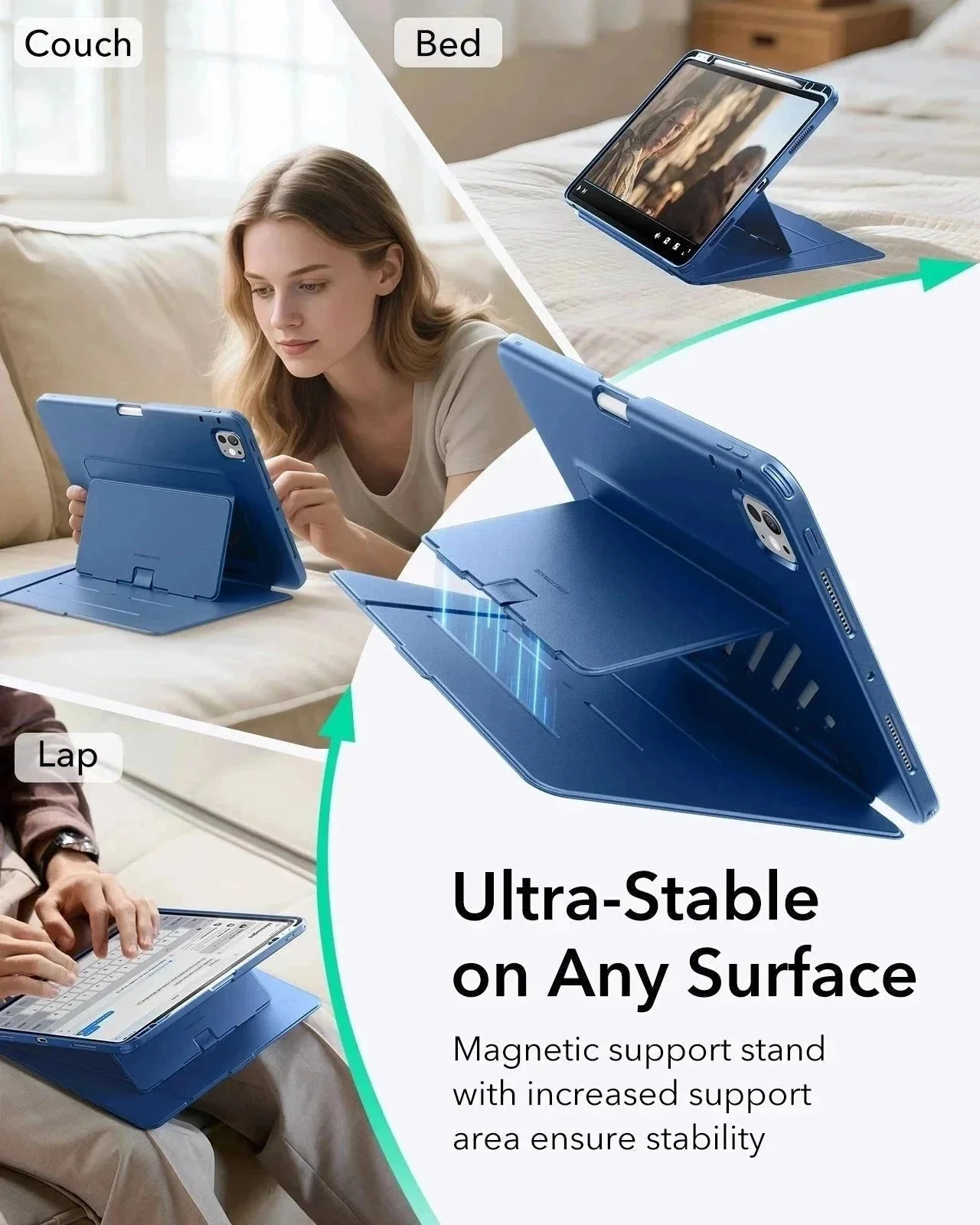 iPad Pro 11" (2025) Flip Magnetic Case with Pencil Holder - Navy Blue - Image 4