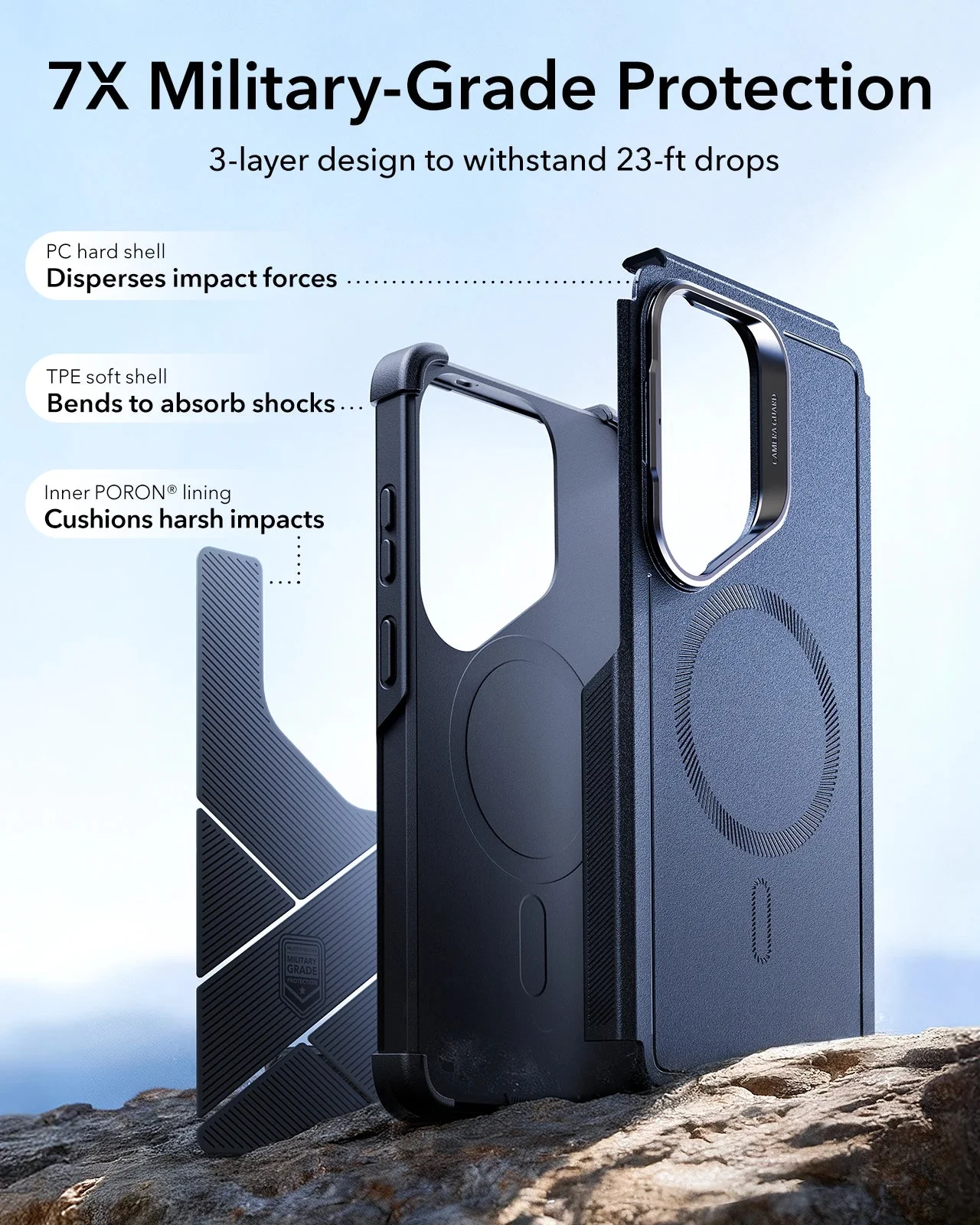 Galaxy S26 Ultra Cyber Tough Magnetic Case (Stash Stand) - Navy Blue - Image 3