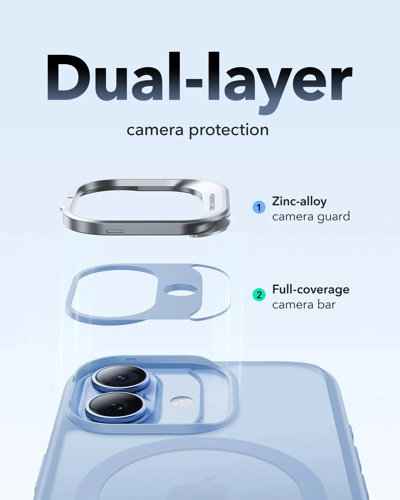iPhone 17 Classic Hybrid Magnetic Case (Camera Control, Stash Stand) - Frosted Light Blue - Image 4