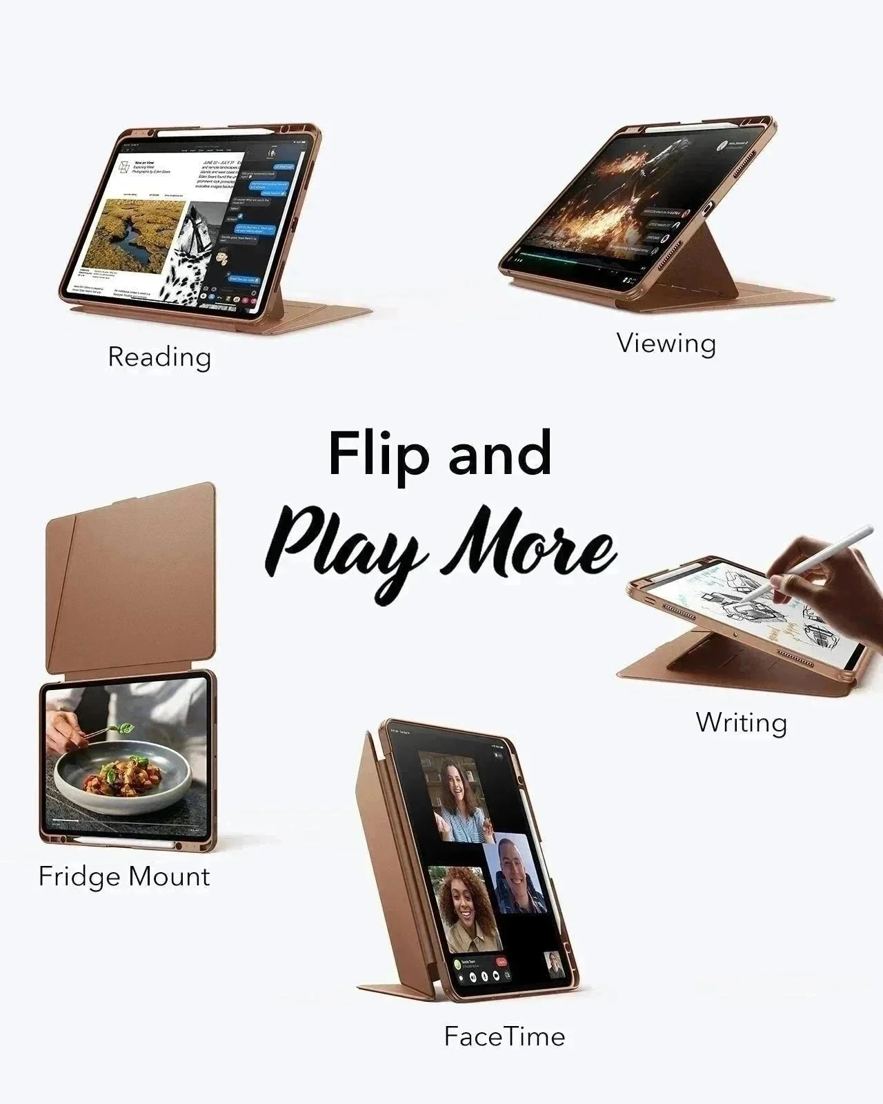 iPad Pro 11" (2024) Flip Magnetic Case with Pencil Holder - Brown - Image 2