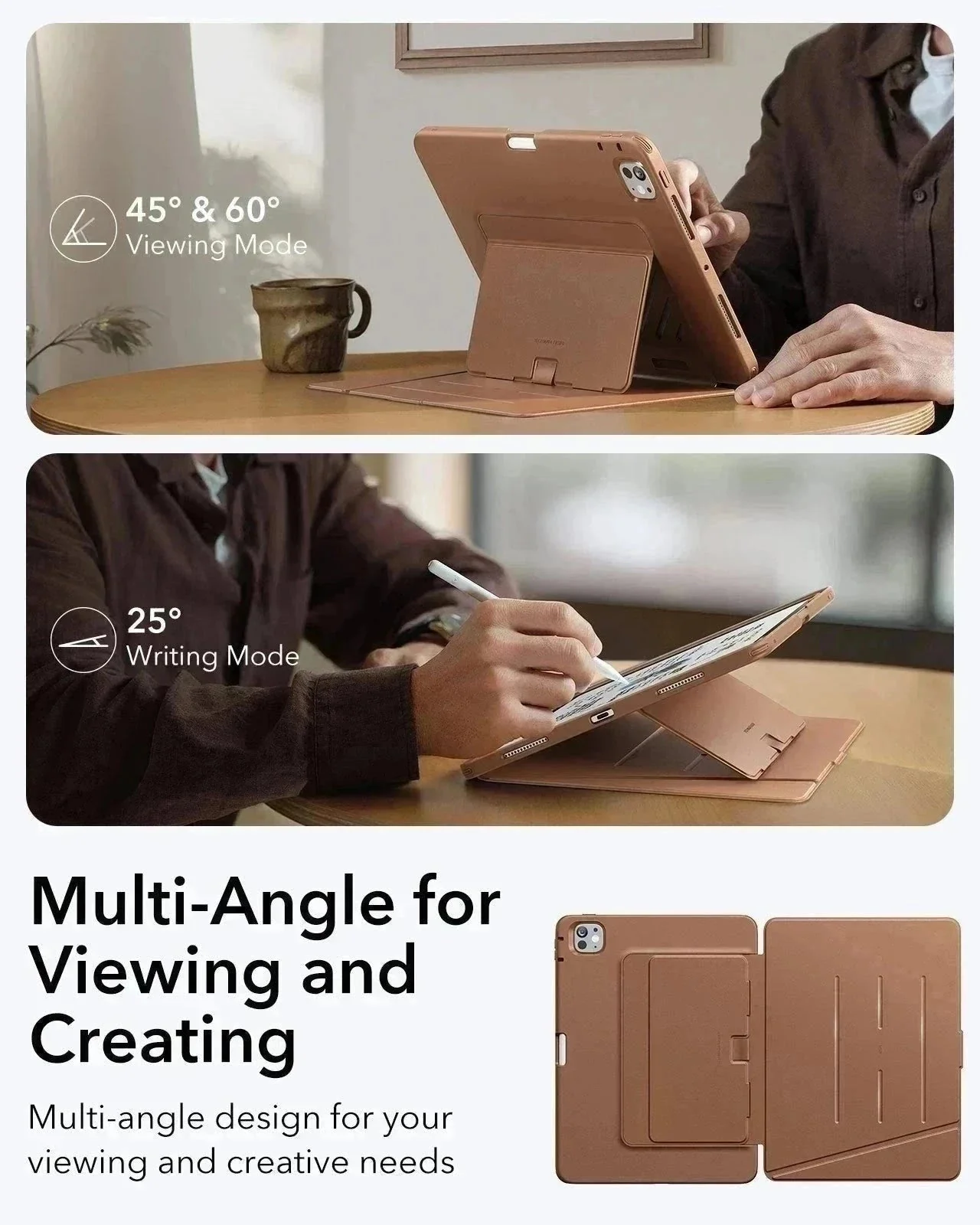 iPad Pro 11" (2024) Flip Magnetic Case with Pencil Holder - Brown - Image 6