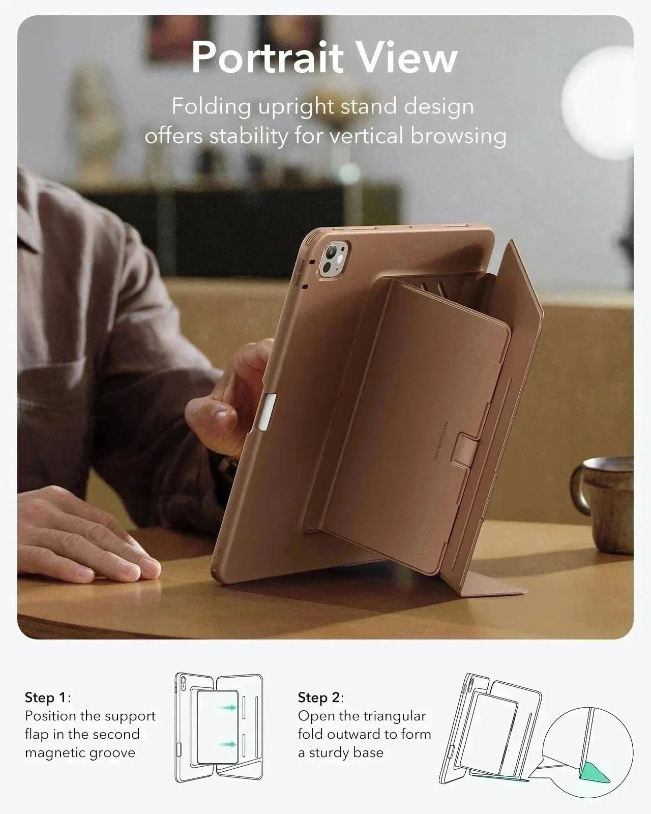 iPad Pro 13" (2024) Flip Magnetic Case with Pencil Holder - Brown - Image 7