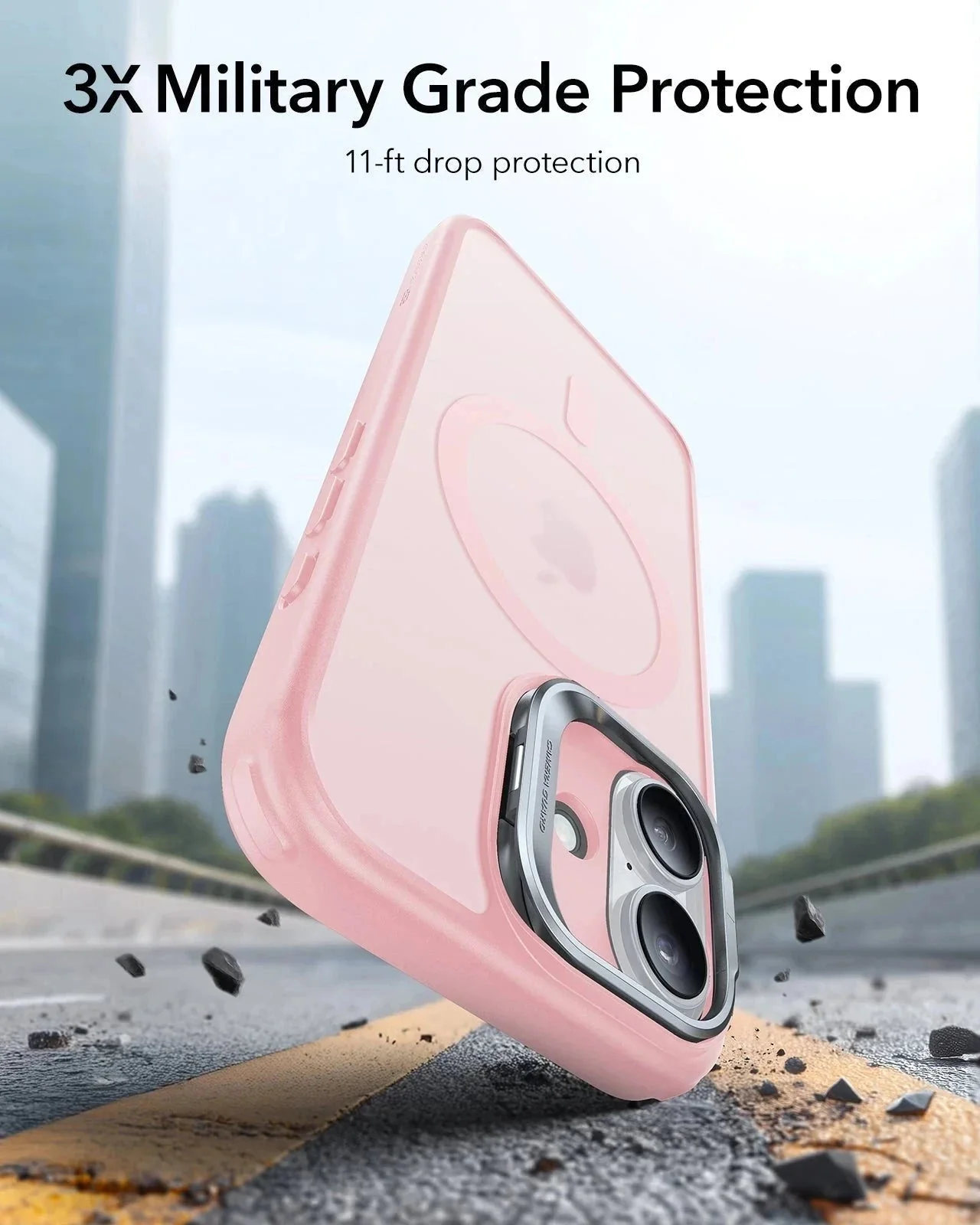 iPhone 17 Bundle Classic Hybrid Magnetic Case (Stash Stand) and Armorite Pro Privacy Screen Protector - Frosted Bubblegum Pink - Image 4
