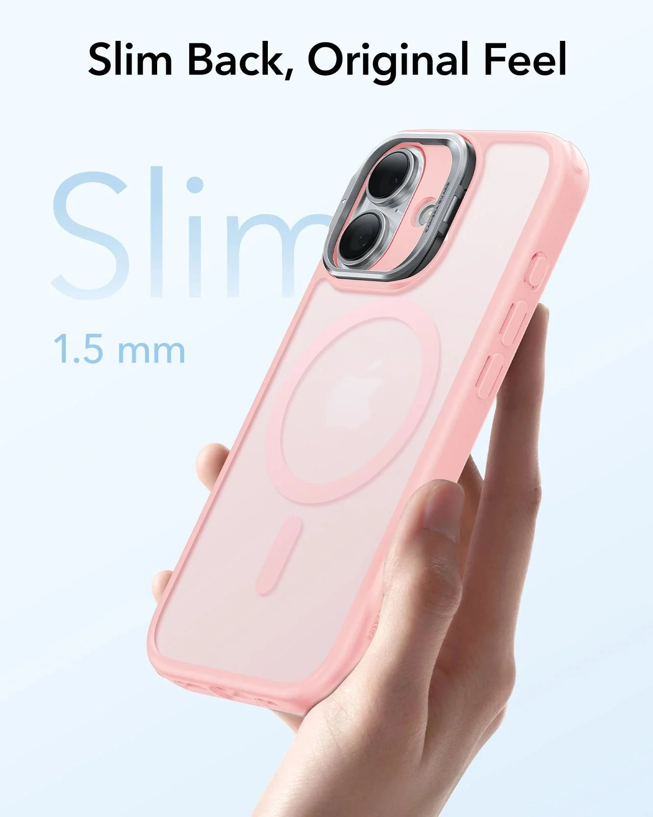 iPhone 17 Bundle Classic Hybrid Magnetic Case (Stash Stand) and Armorite Pro Privacy Screen Protector - Frosted Bubblegum Pink - Image 7