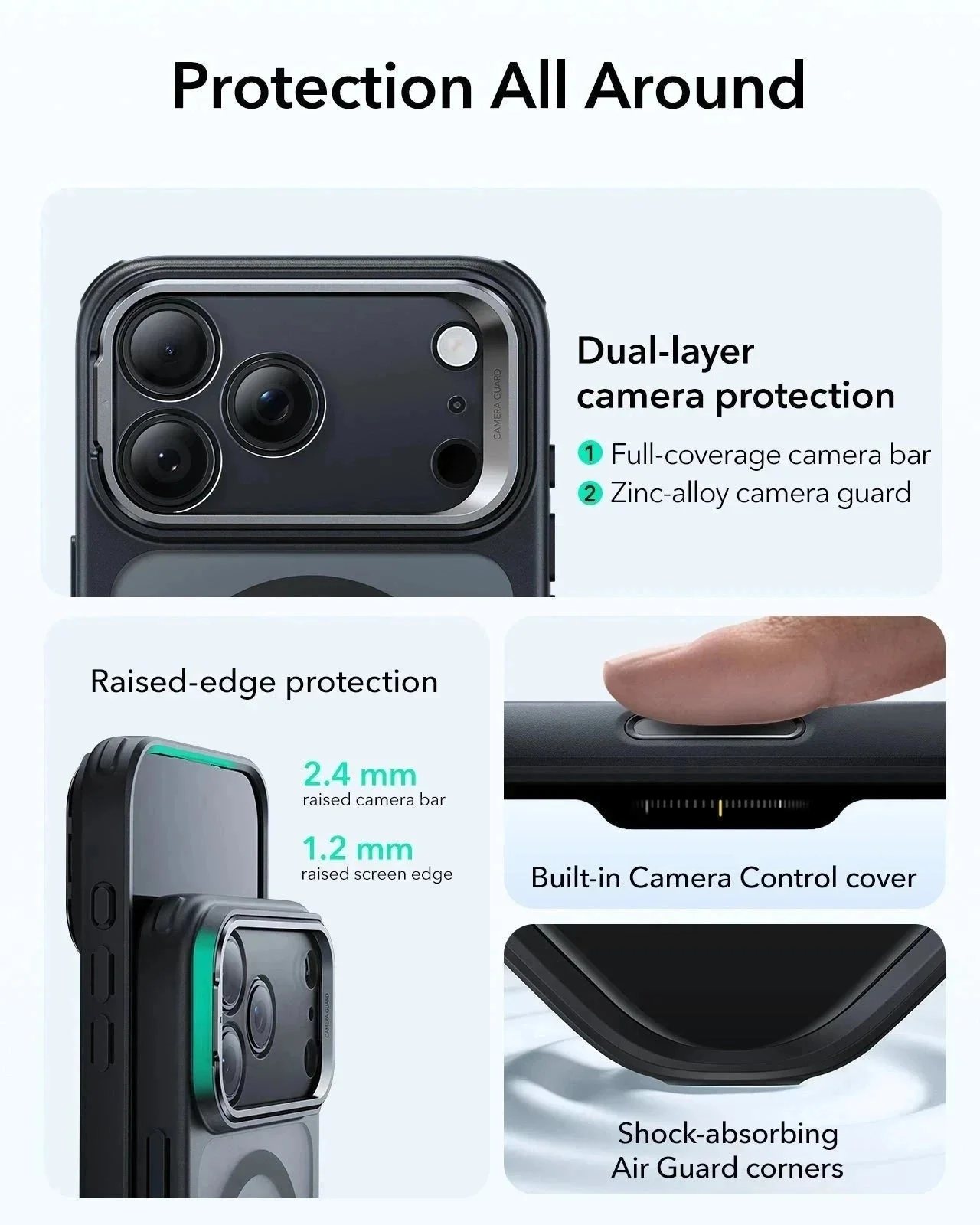 iPhone 17 Pro Bundle Classic Hybrid Magnetic Case (Camera Control, Stash Stand) and Armorite Privacy Screen Protector - Frosted Black - Image 4
