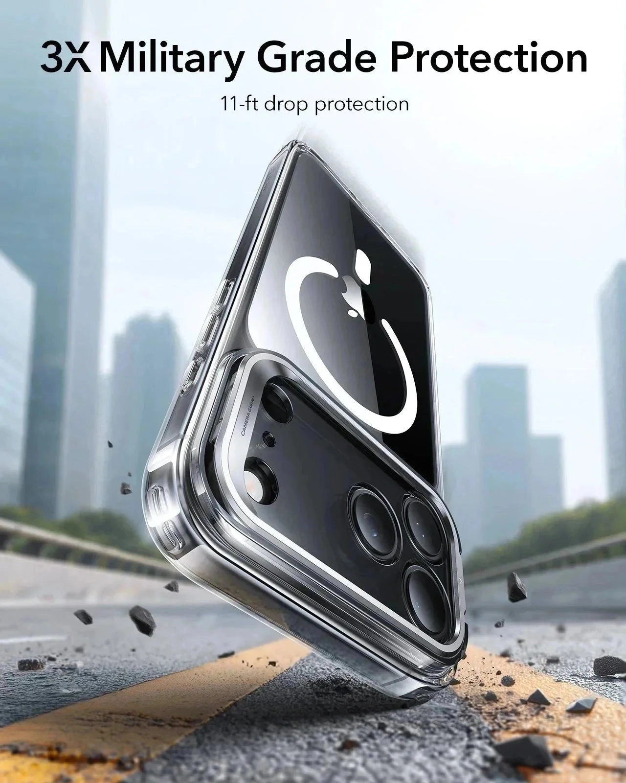 iPhone 17 Pro Bundle Classic Hybrid Magnetic Case (Camera Control, Stash Stand) and Armorite Privacy Screen Protector - Clear - Image 3