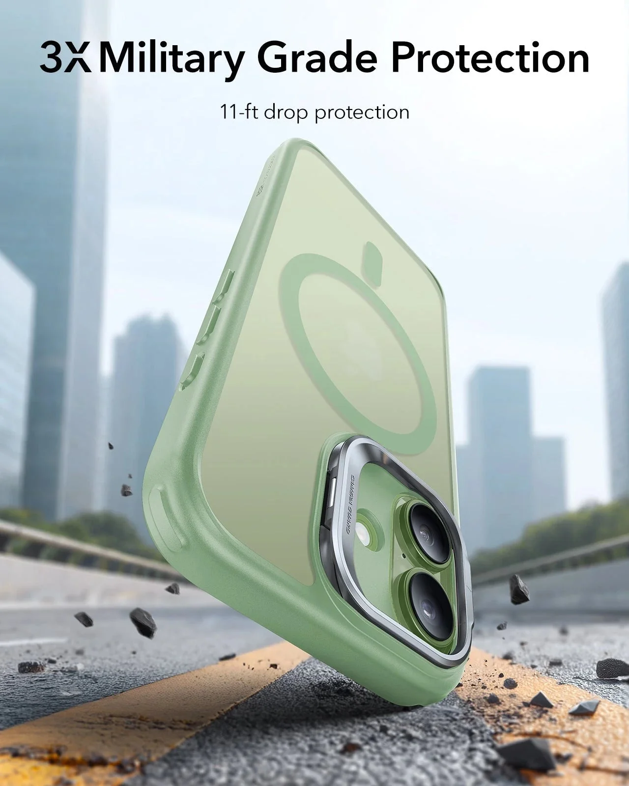 iPhone 17 Bundle Classic Hybrid Magnetic Case (Camera Control, Stash Stand) and Armorite Privacy Screen Protector - Frosted Light Green - Image 4