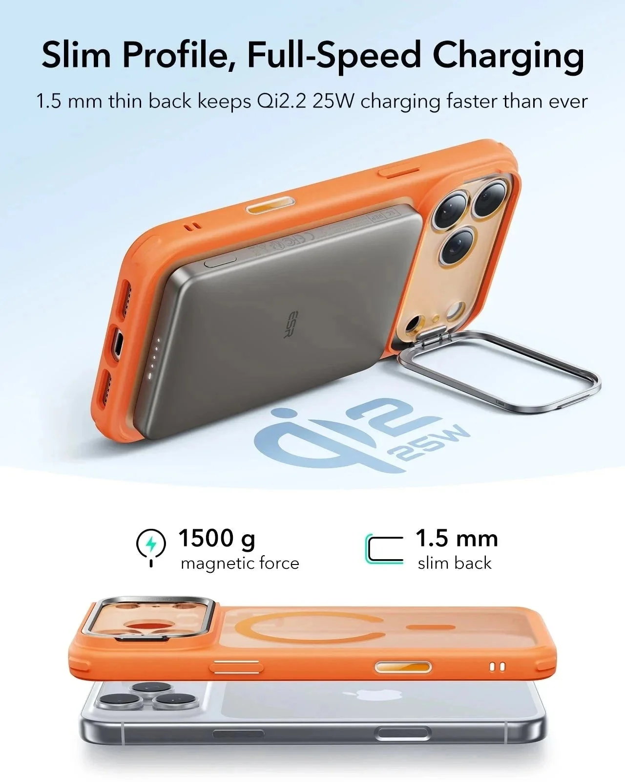 iPhone 17 Pro Max Bundle Classic Hybrid Magnetic Case (Camera Control, Stash Stand) and Armorite Privacy Screen Protector - Frosted Orange - Image 6