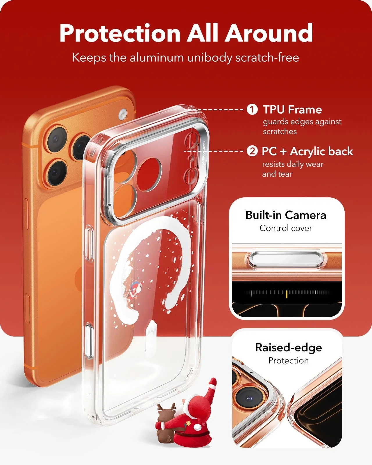 iPhone 17 Pro Max Classic Hybrid Magnetic Case (Camera Control, Stash Stand) - Santa Skater - Image 3
