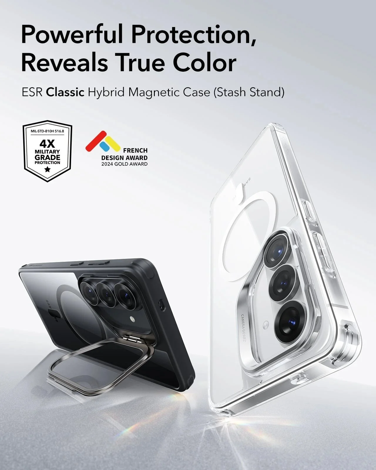 Galaxy S26 Classic Hybrid Magnetic Case (Stash Stand) - Clear Black - Image 2