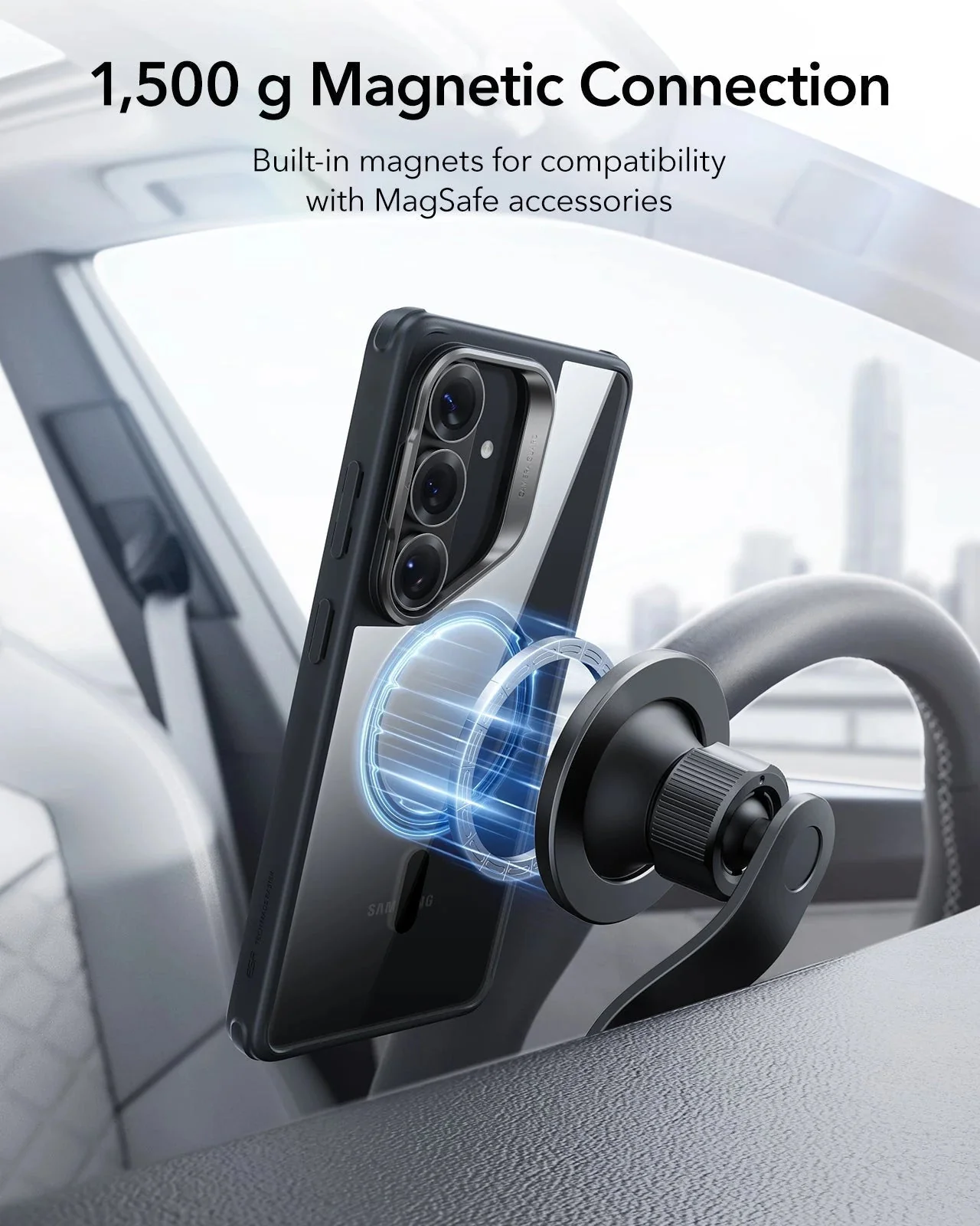 Galaxy S26 Classic Hybrid Magnetic Case (Stash Stand) - Clear Black - Image 6