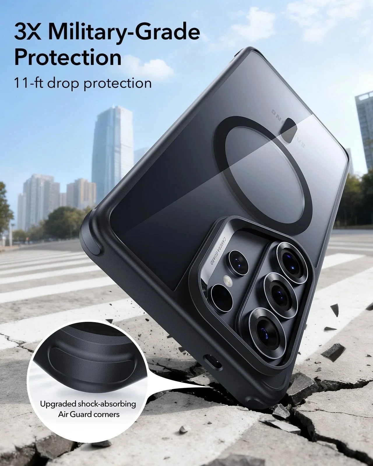 Galaxy S26 Ultra Bundle Classic Hybrid Magnetic Case and Armorite® Screen Protector - Clear Black - Image 3