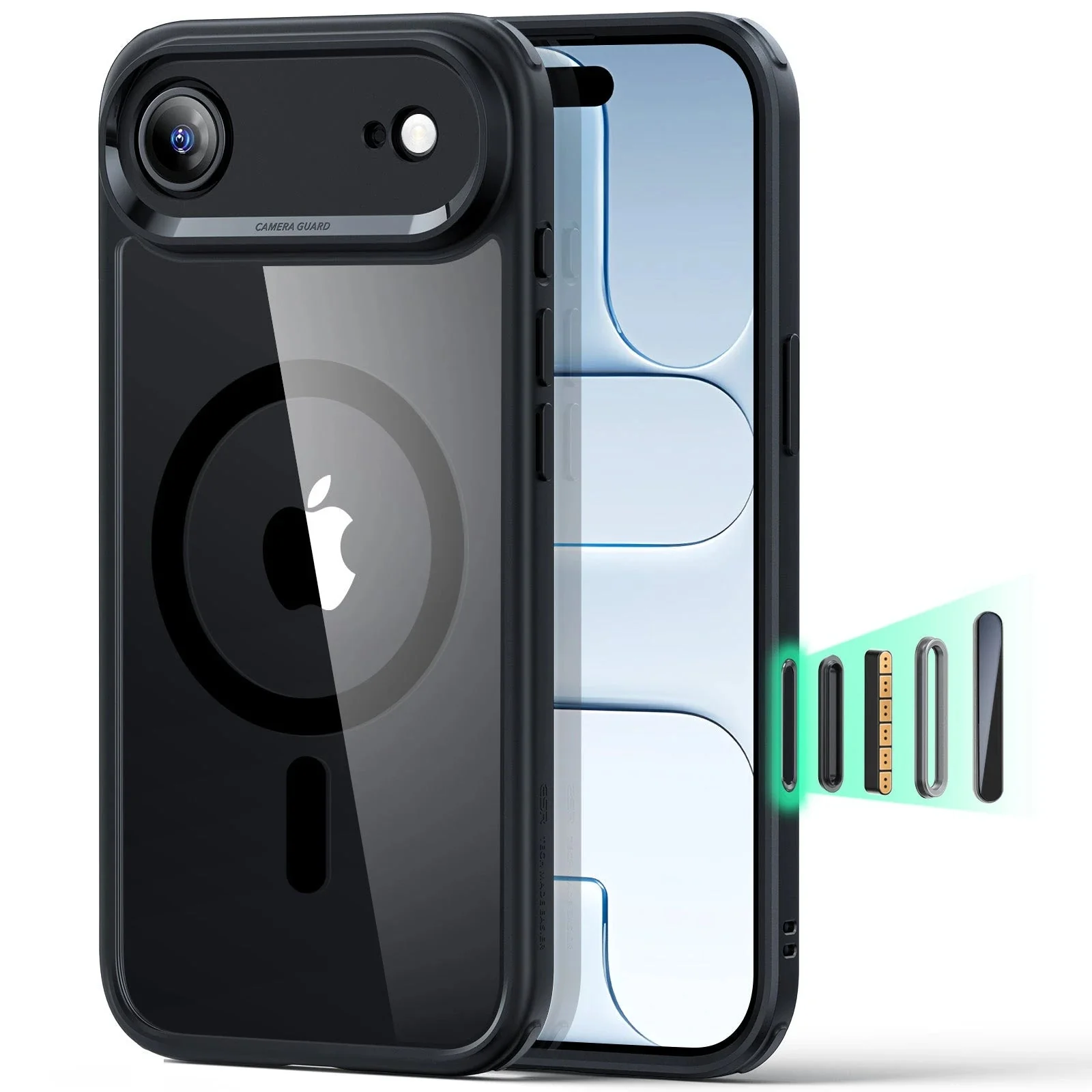 iPhone Air Classic Hybrid Magnetic Case (Camera Control) - Clear Black