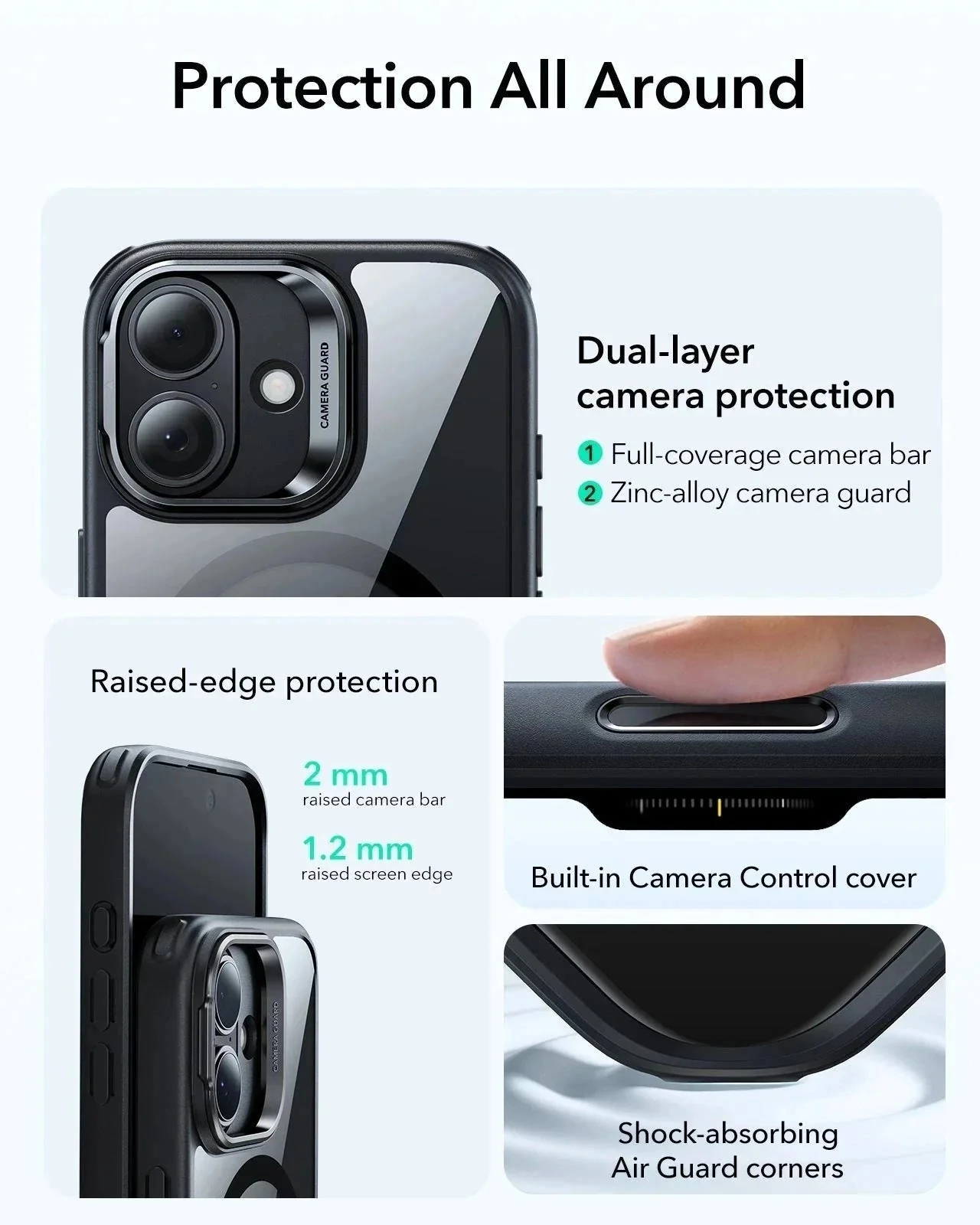 iPhone 17 Bundle Classic Hybrid Magnetic Case (Camera Control, Stash Stand) and Armorite Privacy Screen Protector - Clear Black - Image 4