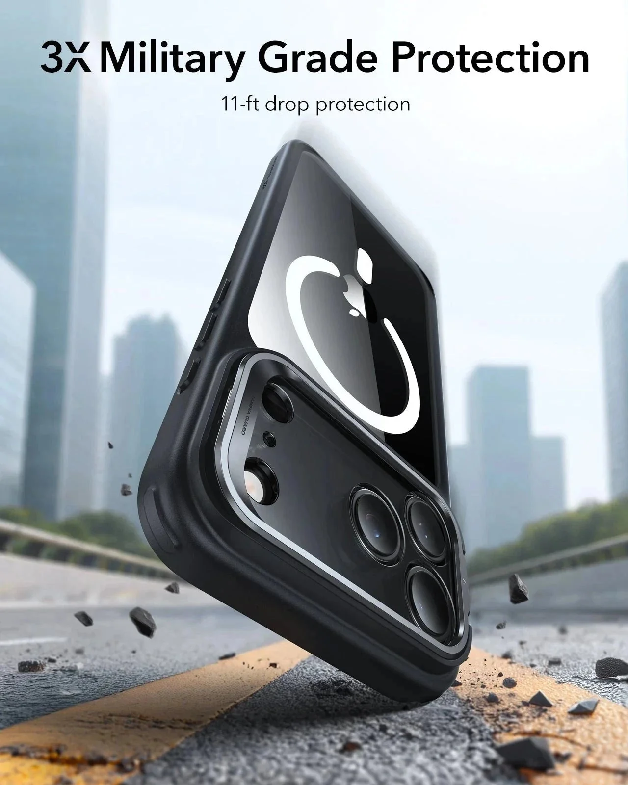 iPhone 17 Pro Classic Hybrid Magnetic Case (Camera Control, Stash Stand) - Clear Black - Image 3