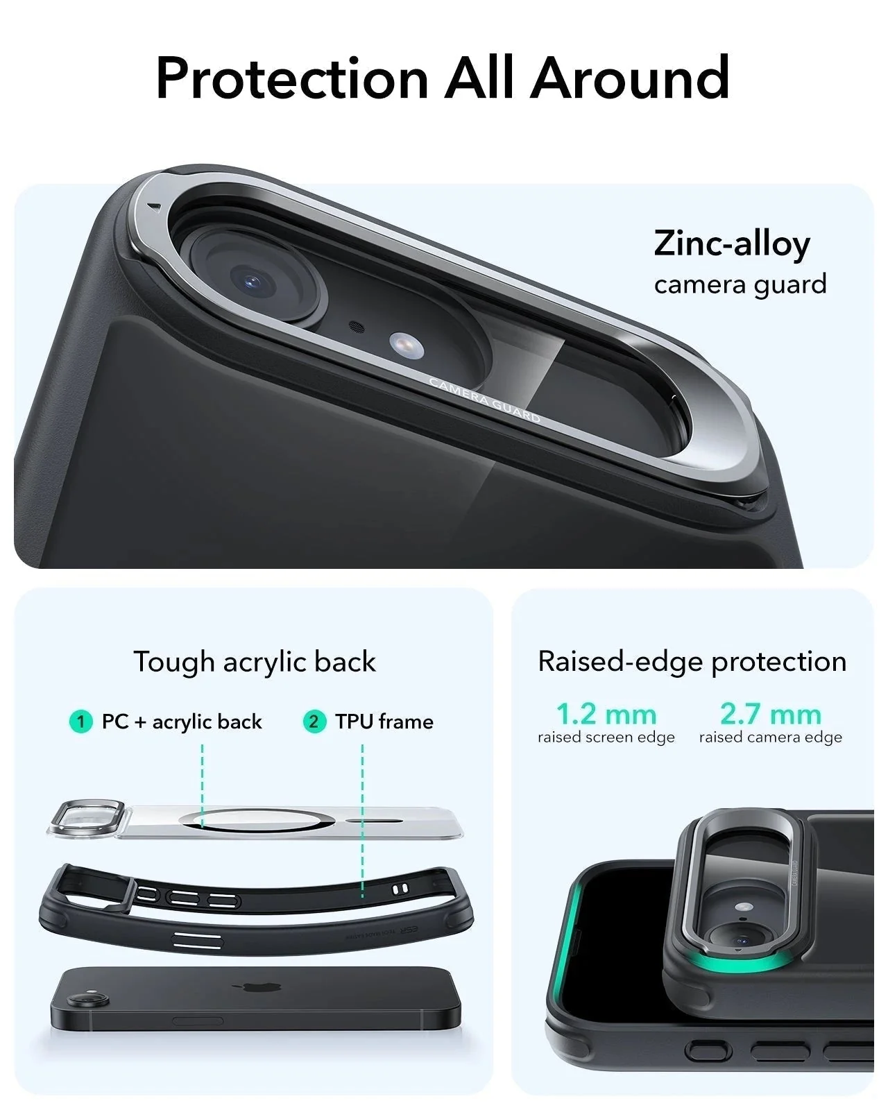 iPhone 17e Classic Hybrid Magnetic Case (Stash Stand) - Clear Black - Image 3