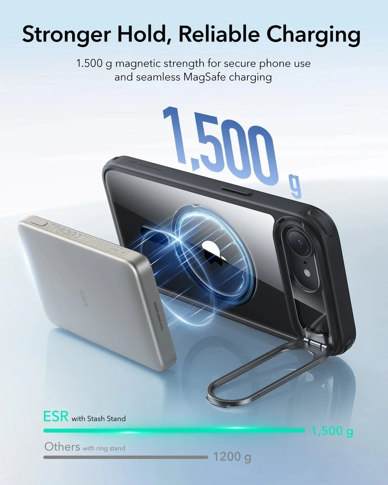 iPhone 17e Classic Hybrid Magnetic Case (Stash Stand) - Clear Black - Image 7