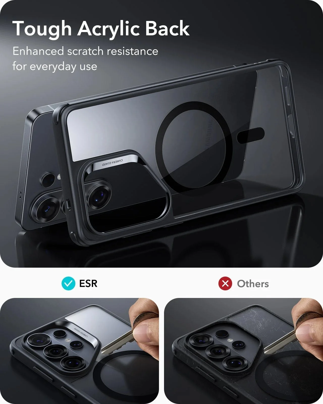 Galaxy S26 Ultra Bundle Classic Hybrid Magnetic Case and Armorite® Privacy Screen Protector - Clear Black - Image 4