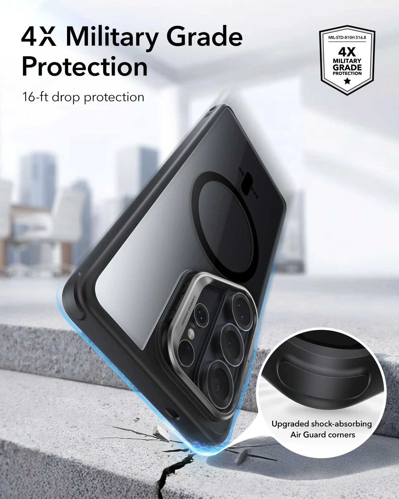 Galaxy S26 Ultra Bundle Classic Hybrid Magnetic Case (Stash Stand) and Armorite® Screen Protector - Clear Black - Image 4