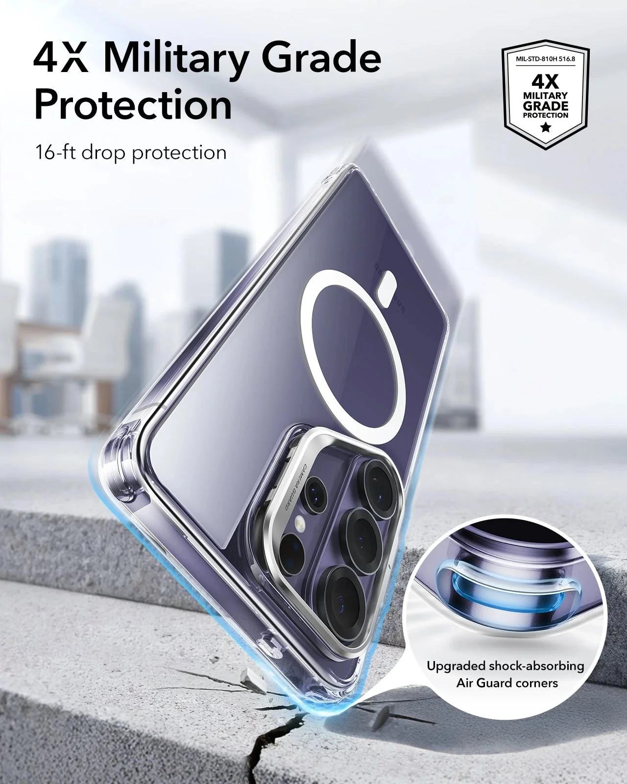 Galaxy S26 Ultra Bundle Classic Hybrid Magnetic Case (Stash Stand) and Armorite® Pro Privacy Screen Protector - Clear - Image 4