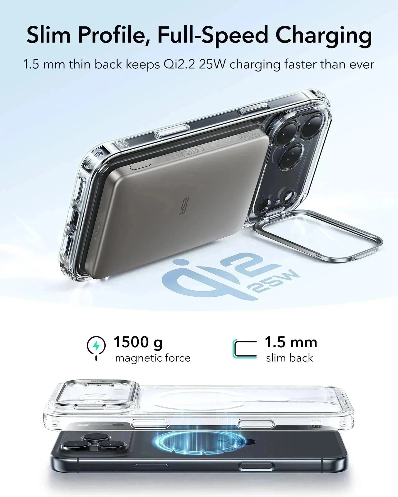 iPhone 17 Pro Max Classic Hybrid Magnetic Case (Camera Control, Stash Stand) - Clear - Image 6