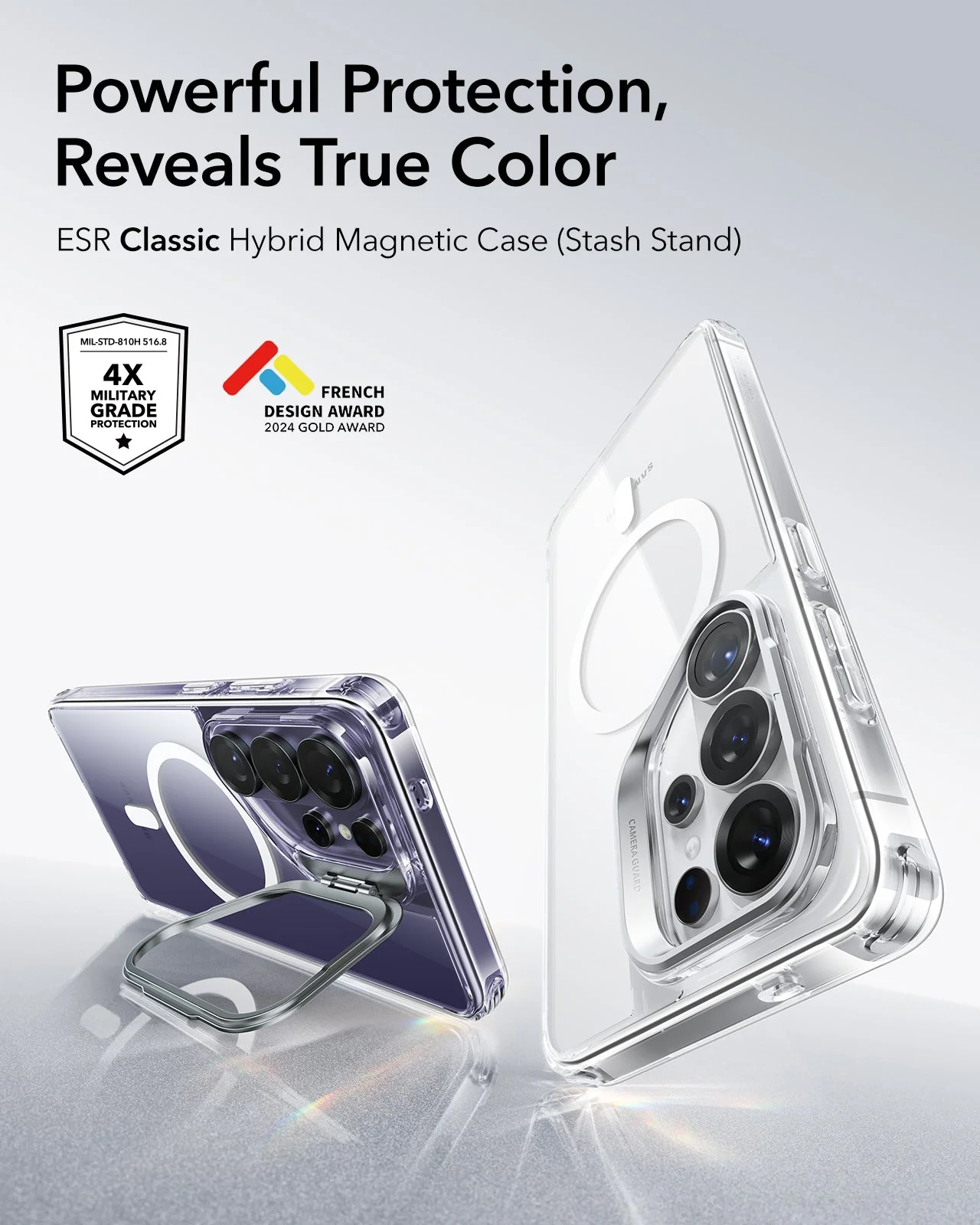 Galaxy S26 Ultra Classic Hybrid Magnetic Case (Stash Stand) - Clear - Image 2