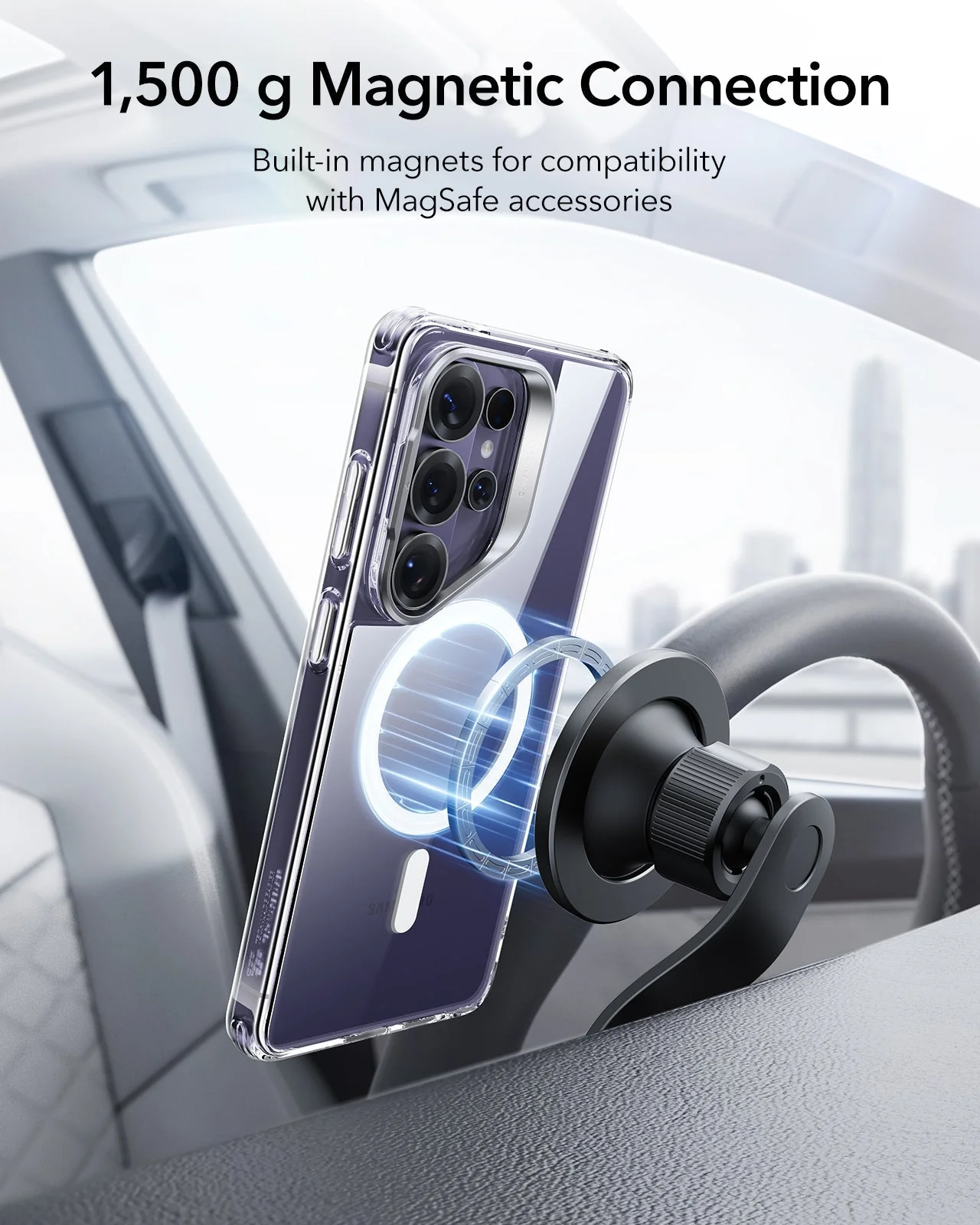 Galaxy S26 Ultra Classic Hybrid Magnetic Case (Stash Stand) - Clear - Image 7