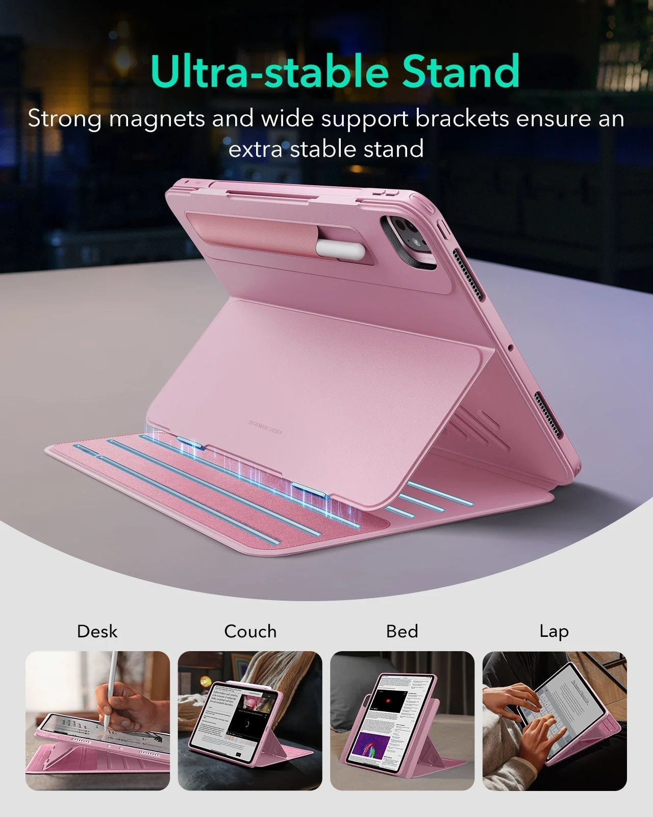 iPad Pro 11" (2025) Bundle Shift Magnetic Case & Armorite® Paper-Feel Protection - Pink - Image 4