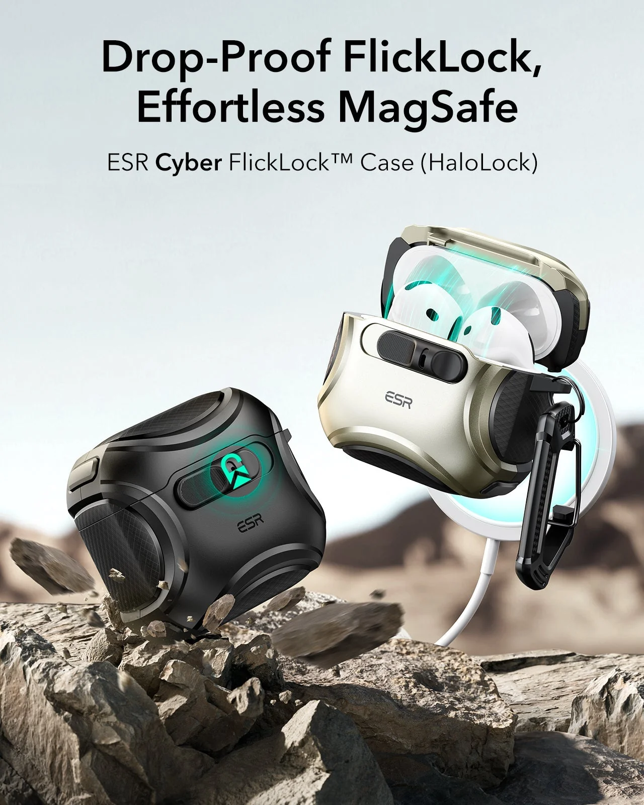 Cyber FlickLock Snap-and-Charge Bundle for AirPods 4 - Silver - Image 4