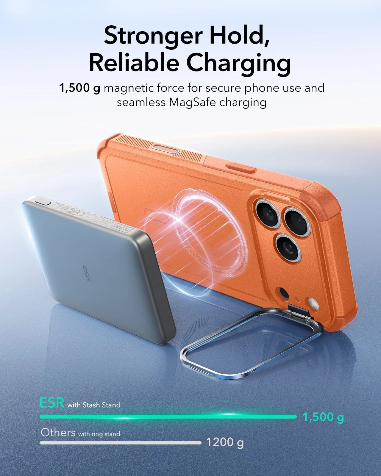 iPhone 17 Pro Bundle Cyber Tough Magnetic Case (Camera Control, Stash Stand) and Armorite Privacy Screen Protector - Orange - Image 6