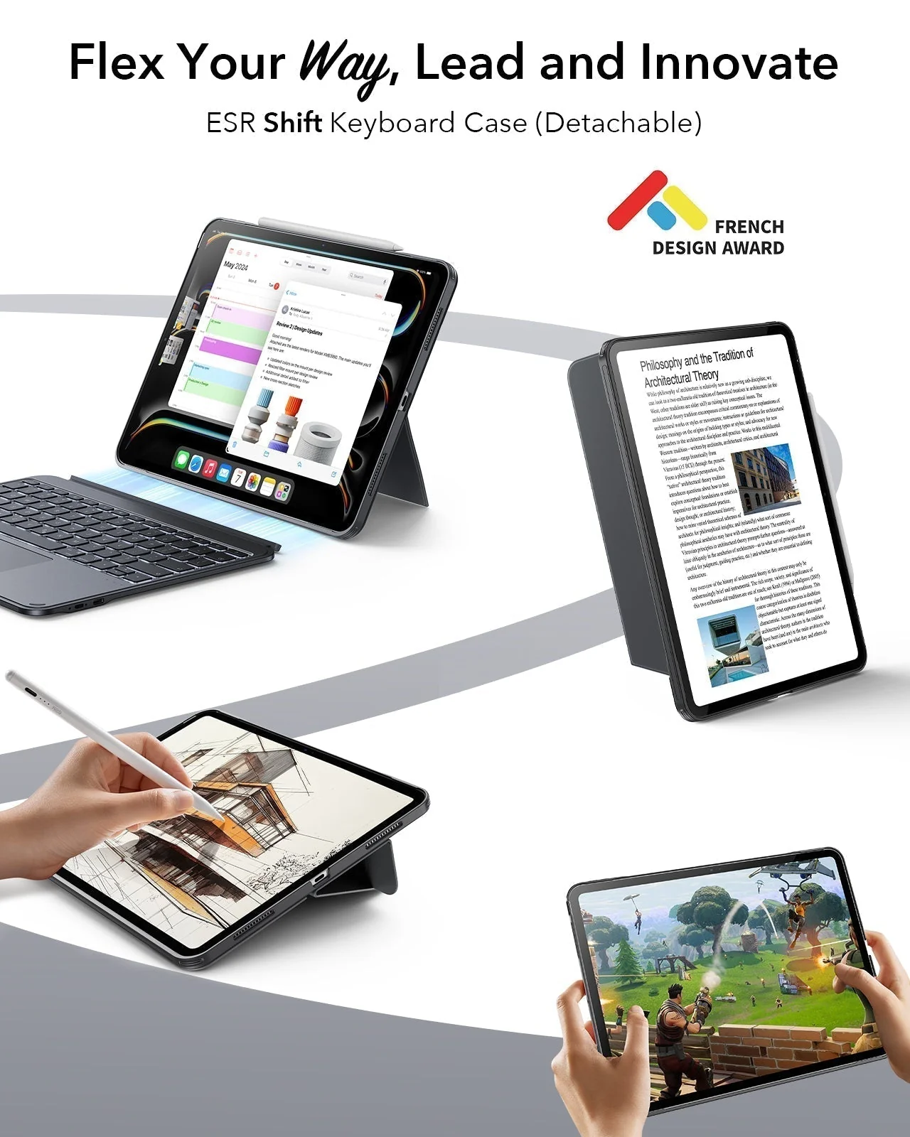 iPad Air 13" (M4) 2026 Shift Keyboard Case (Detachable) Protection Bundle -UK Layout-Dark Gray - Image 3