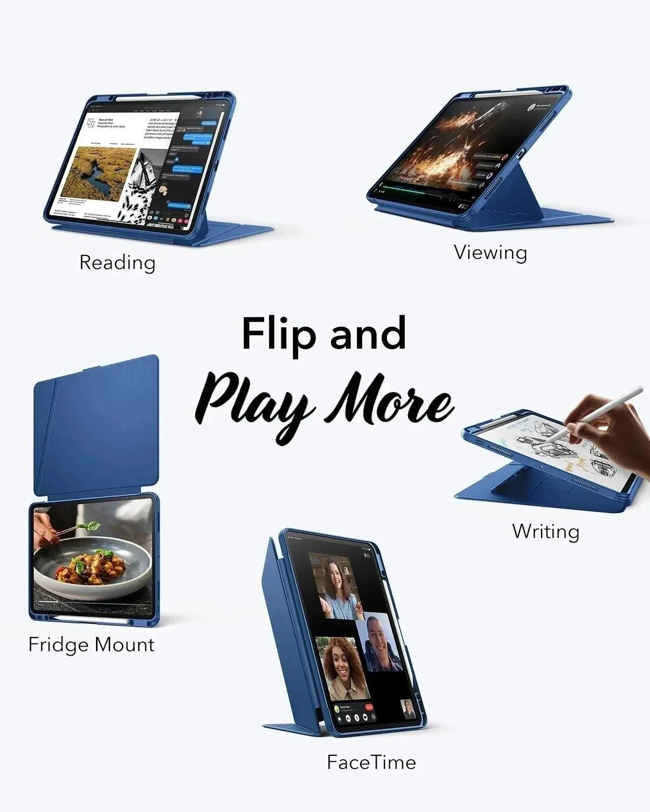iPad Pro 13" (2025) Flip Magnetic Case with Pencil Holder - Navy Blue - Image 2
