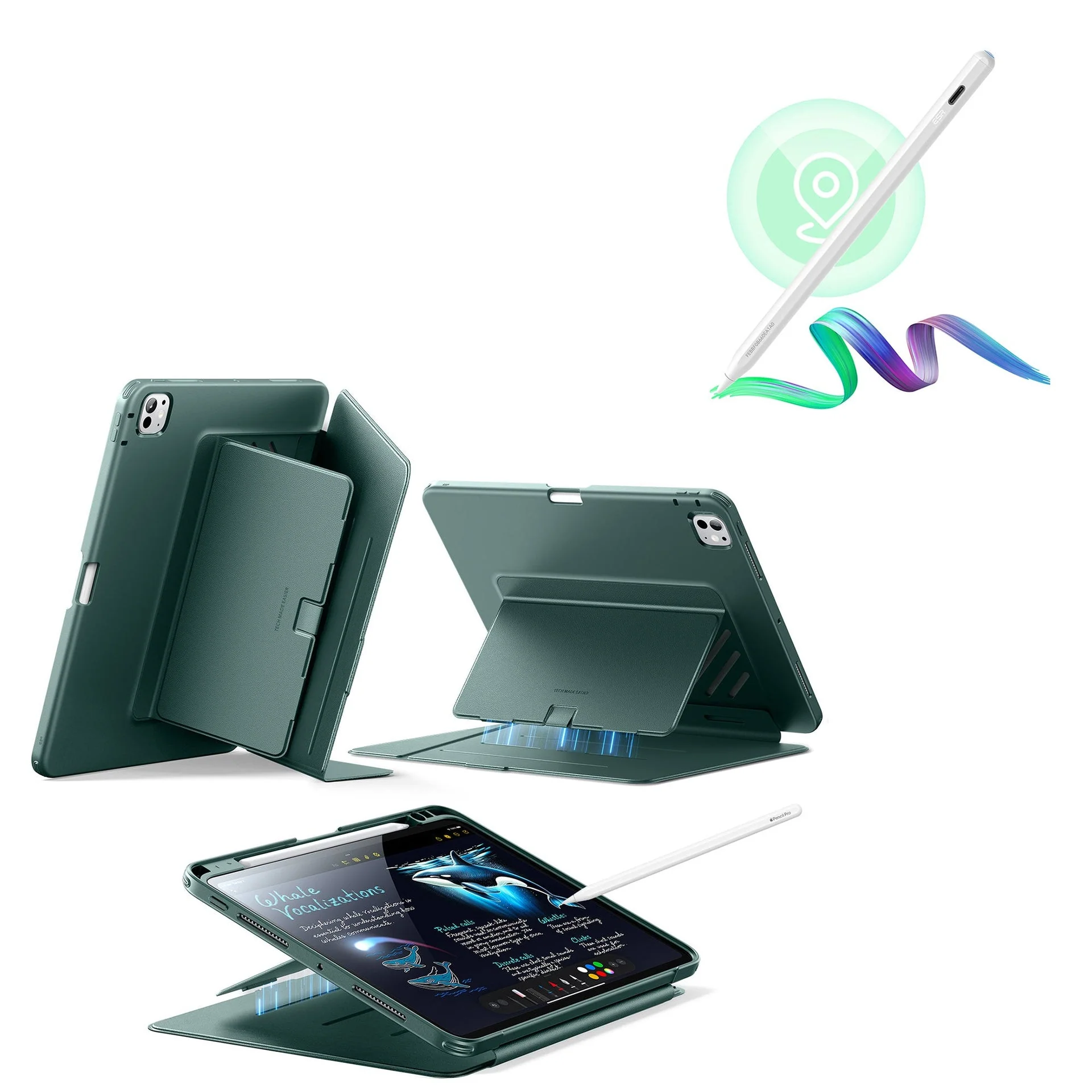iPad Pro 11″ (2024) Flip Magnetic Case with Pencil Bundle - Green