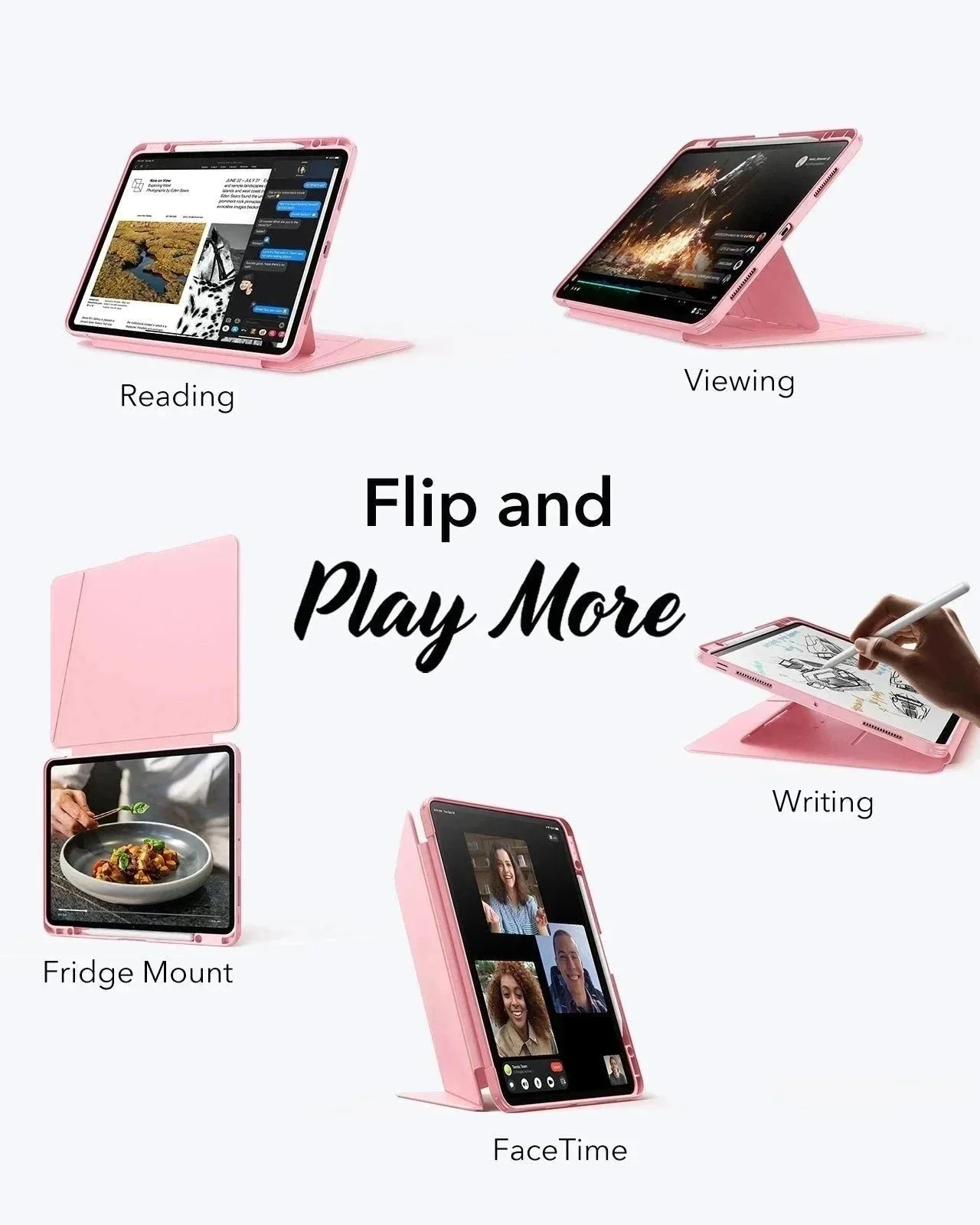 iPad Pro 11″ (2024) Flip Magnetic Case with Pencil Bundle - Pink - Image 2