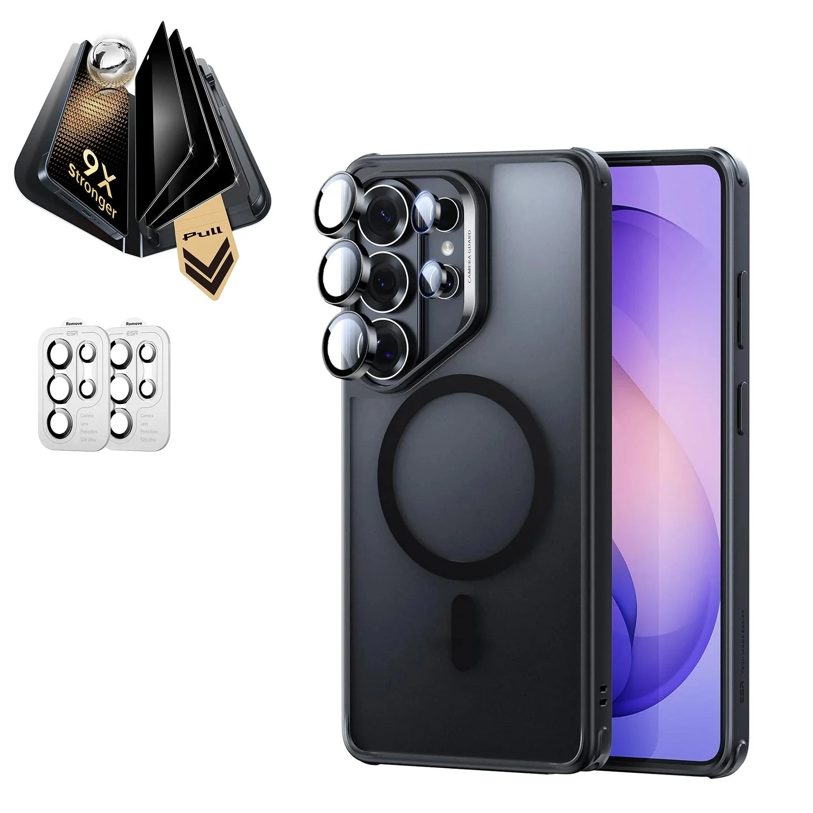 Galaxy S26 Ultra Bundle Classic Hybrid Magnetic Case and Armorite® Pro Privacy Screen Protector - Frosted Black