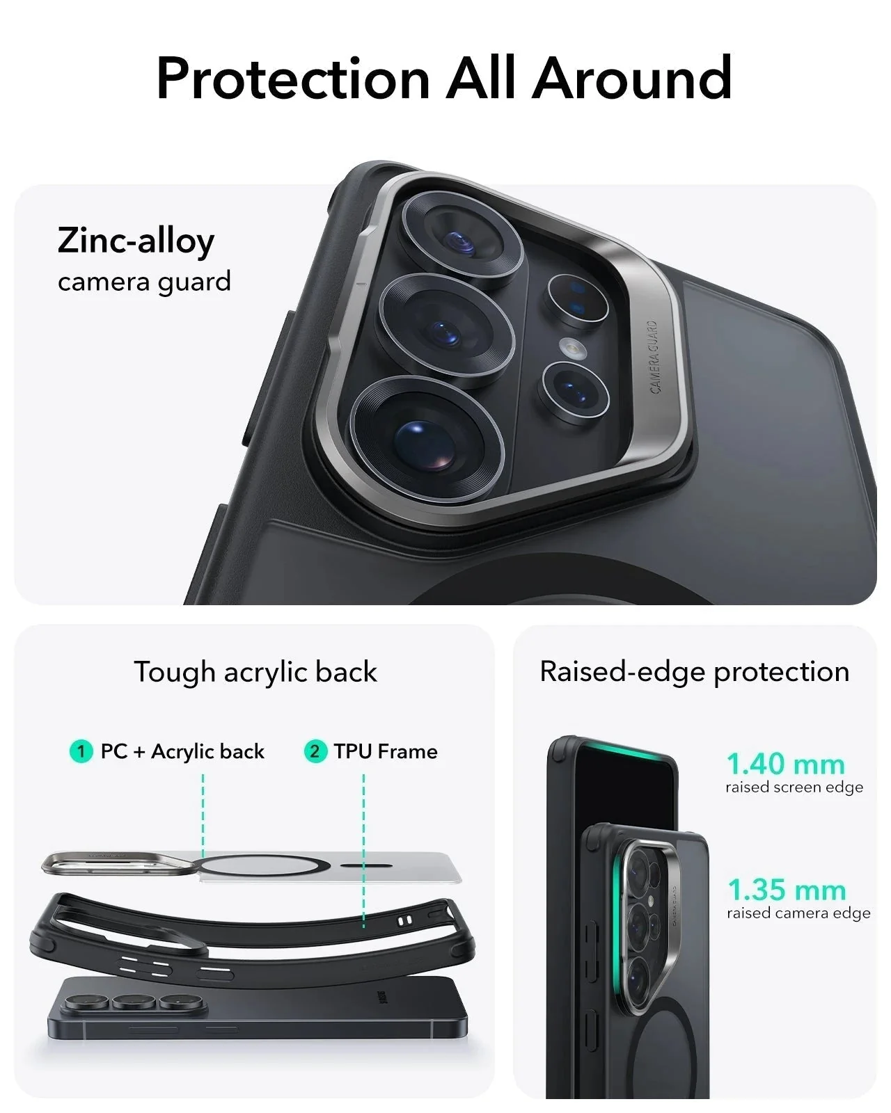Galaxy S26 Ultra Bundle Classic Hybrid Magnetic Case (Stash Stand) and Armorite® Privacy Screen Protector - Frosted Black - Image 3