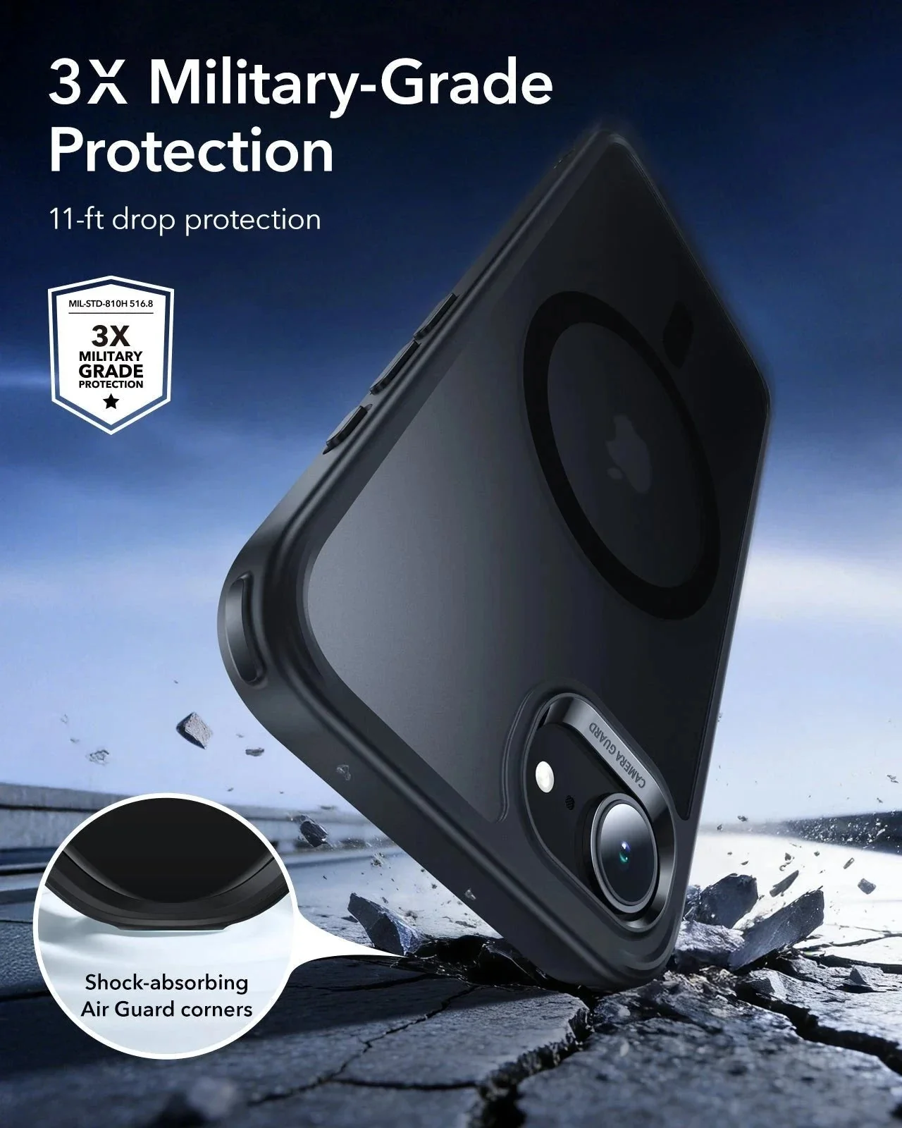 iPhone 17e Bundle Classic Hybrid Magnetic Case & Armorite® Privacy Screen Protector - Frosted Black - Image 3