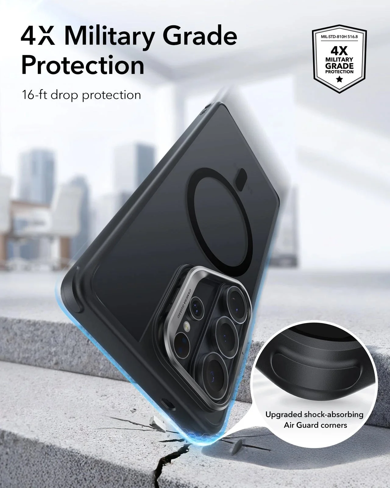 Galaxy S26 Ultra Bundle Classic Hybrid Magnetic Case (Stash Stand) and Armorite® Screen Protector - Frosted Black - Image 4